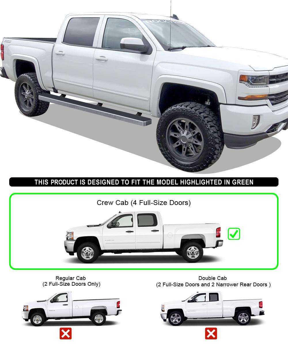Aps Wheel To Wheel Running Boards 5In Compatible With Chevy Silverado Gmc Sierra 1500 2007-2018 Crew Cab 5.5Ft Short Bed & 2500