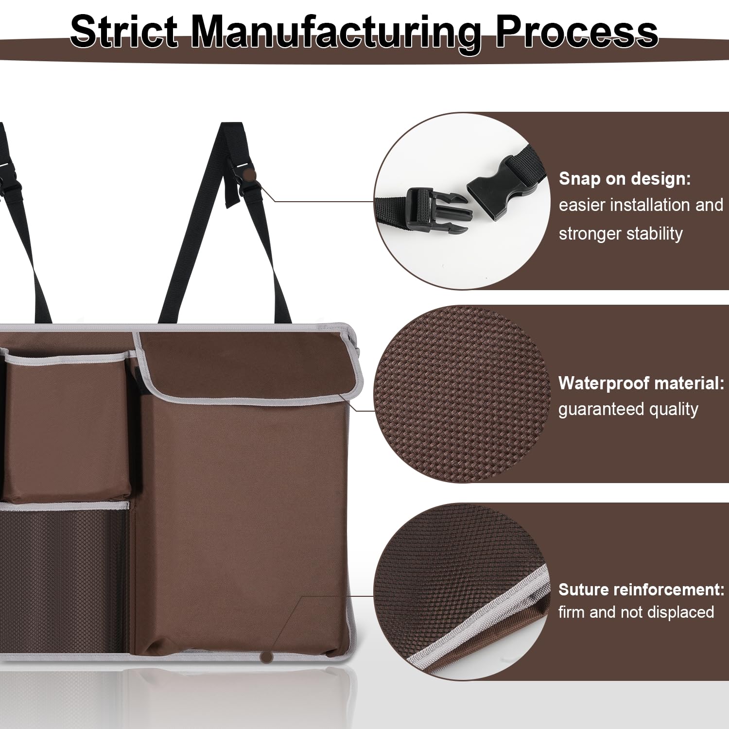 Uyye Trunk Hanging Organizer, Backseat Storage Bag, Collapsible Car Interior Accessories With 4 Pockets & 2 Mesh Pouches For Too