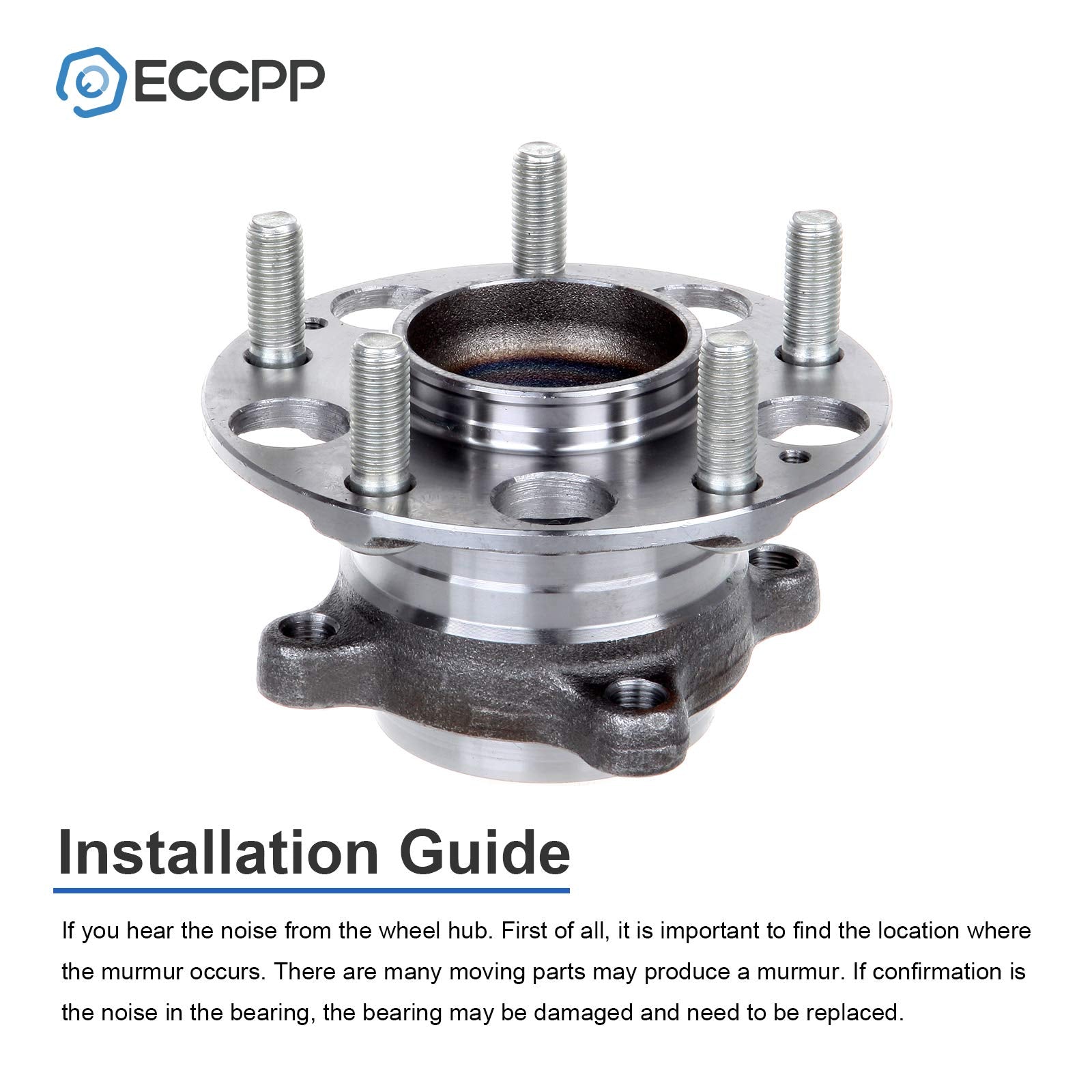 ECCPP Replacement for Pair of 2 Rear Wheel Hub Bearing Assembly 5 Lugs w/ABS for 2005-2007 Honda Accord Hybrid 512327 x2