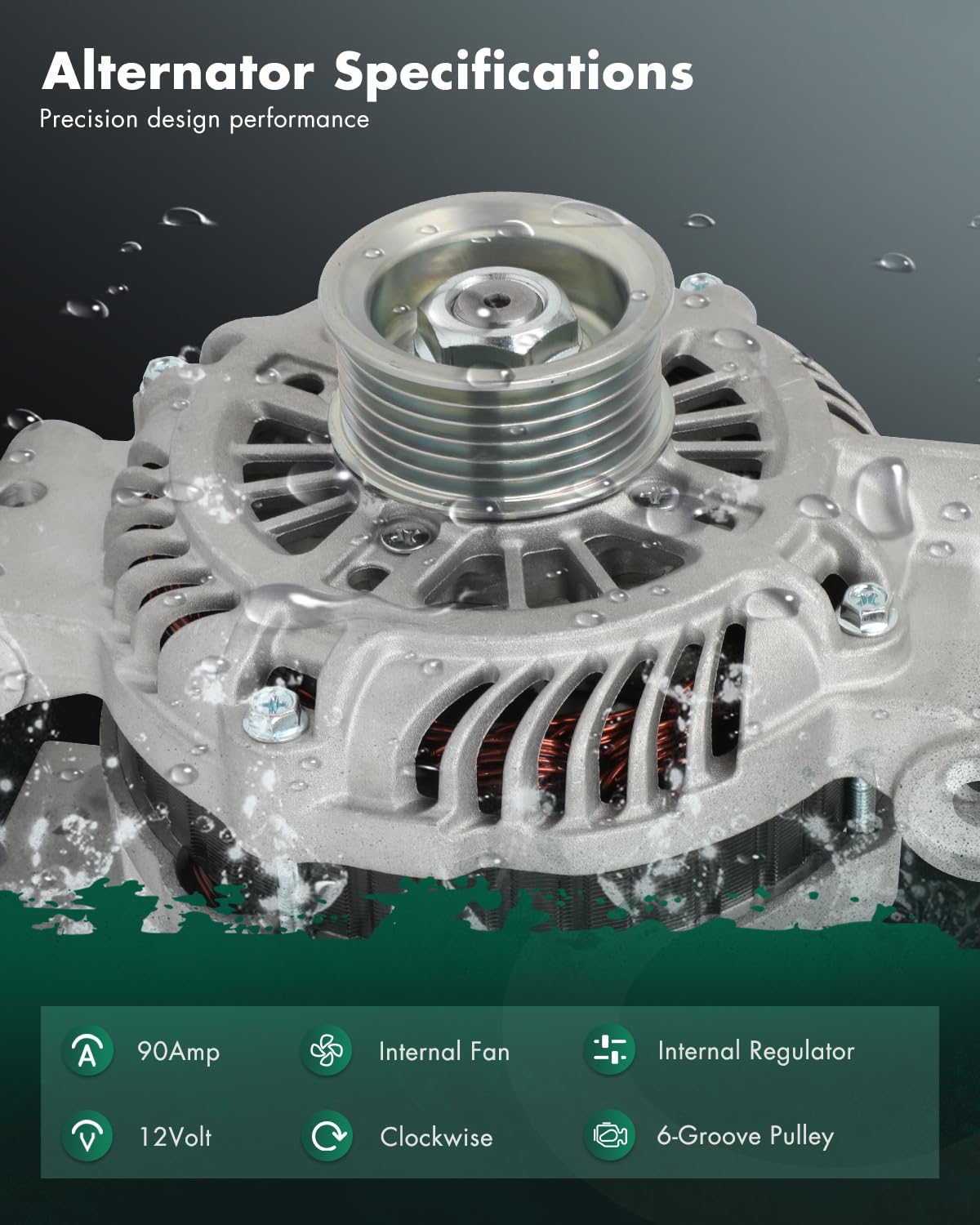 SCITOO Alternator Fit for Mazda for 6 2.3L 2003,for Mazda for 6 2.3L 2004,for Mazda for 6 2.3L 2005-12V 90Amp CW 6-Groove Pulley