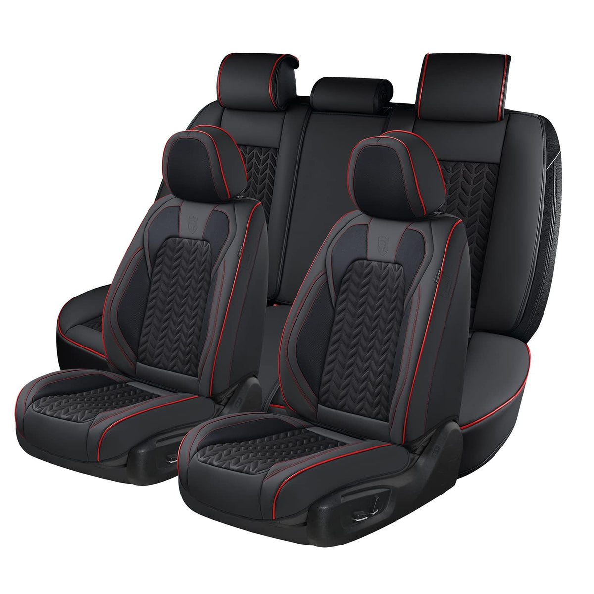 Coverado Seat Covers Full Set, Seat Covers For Cars, Car Seat Covers Winter, Breathable Faux Leather Car Seat Protector Car Seat