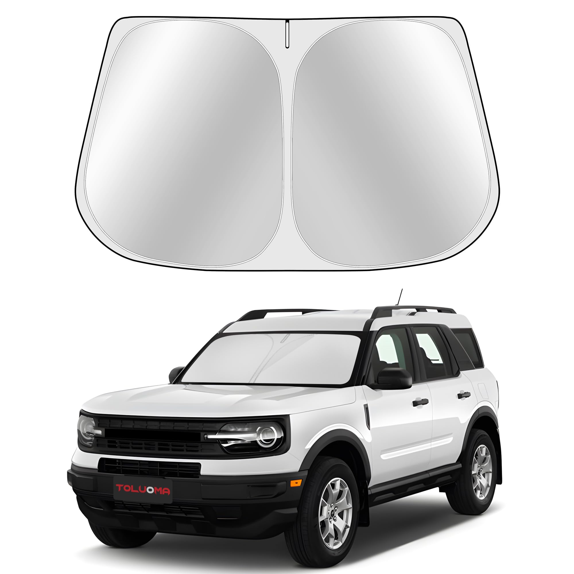 Toluoma Custom Fit Windshield Sun Shade For Ford Bronco Sport 2021-2025 - Full Coverage, 210T Reflective Fabric, Double-Layer De