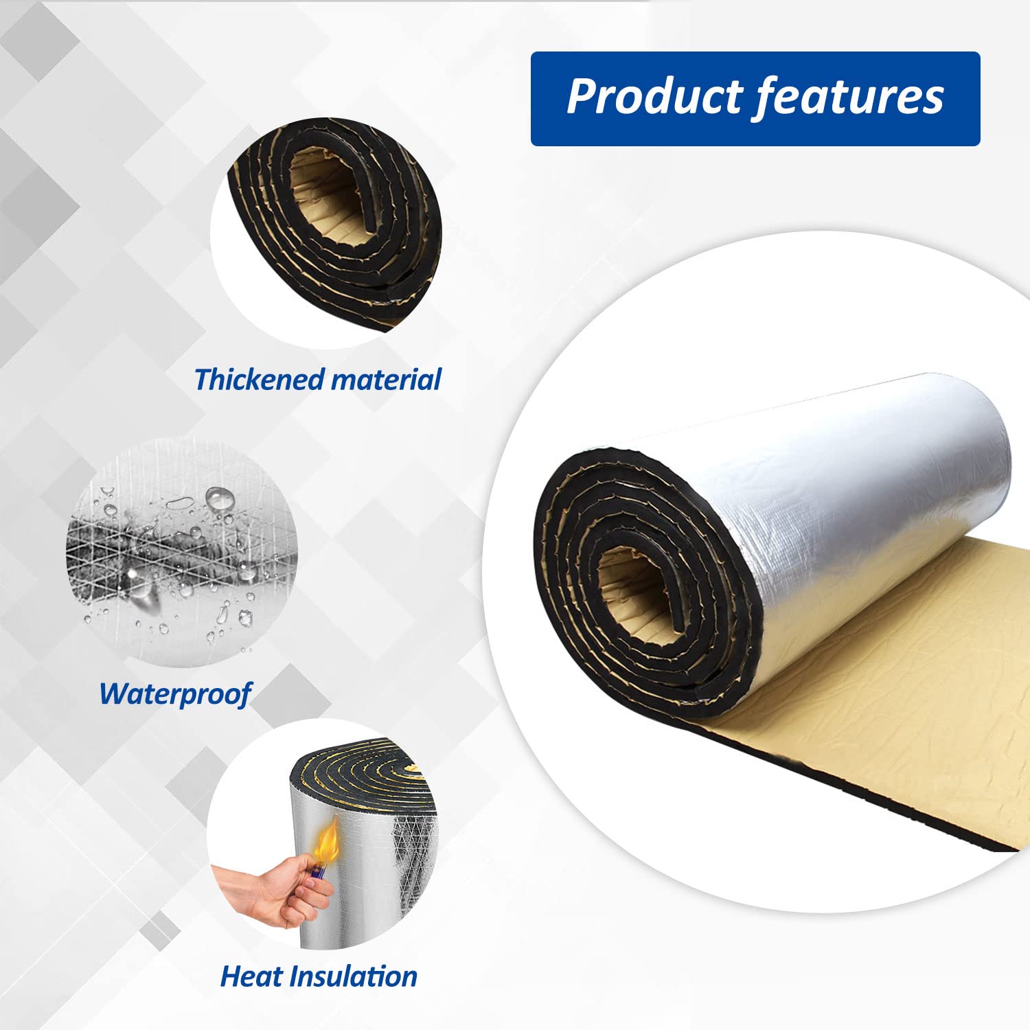 Car Heat Sound Deadening Insulation Mat, - 394 Mil 6.5 Sqft Automobile Sound Deadening & Heat Insulation Material For Auto Hood