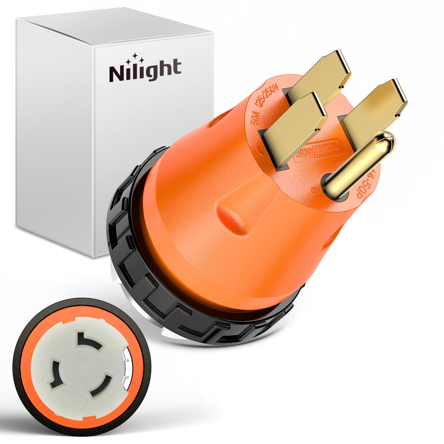 Nilight 50 Amp To 50Amp Rv Power Adapter 125/250 Volt Twist Locking Connector 14-50P To Ss2-50R 50A Male Plug To 50A Female Rece