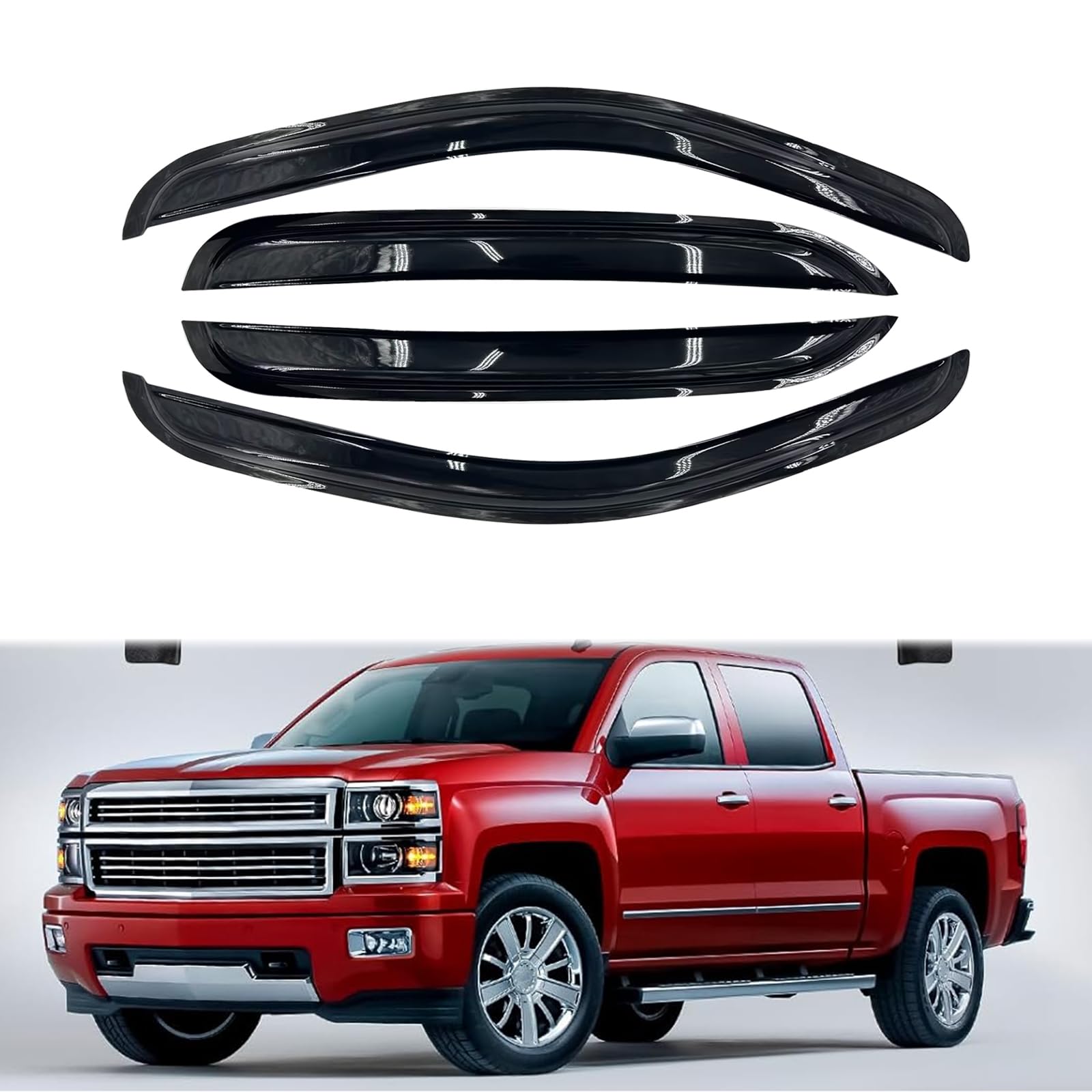 Sontian Tape-On Side Visor Deflectors Rain Guards For 2007-2014 Silverado/Sierra 2500Hd-3500Hd/Suburban/Yukon Xl Window Rain Def