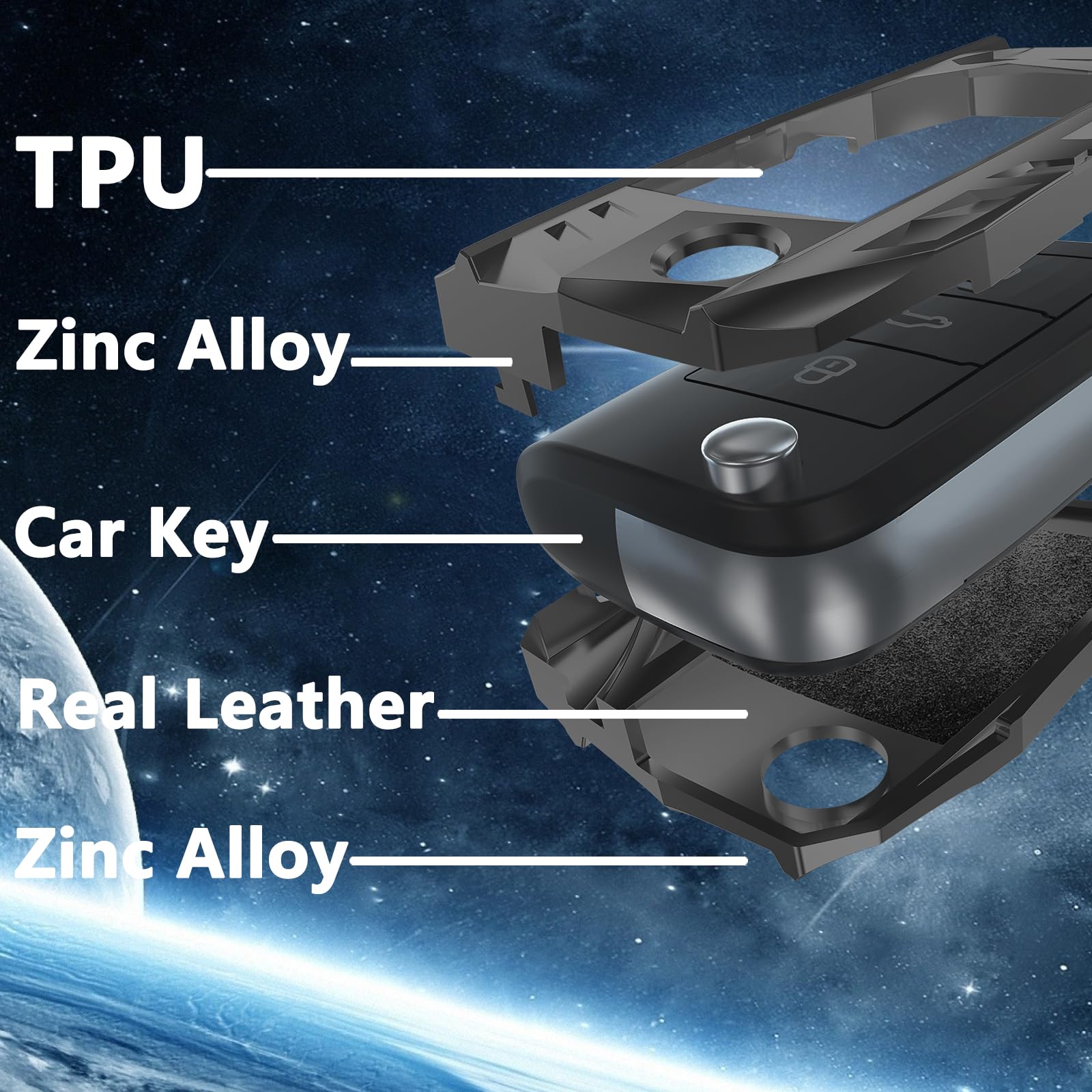 Ocezbiis for Chevy Key Fob Cover,Keychain,Zinc Alloy Protection Car Key Case for Equinox Camaro Cruze Malibu Sonic Volt Park Imp