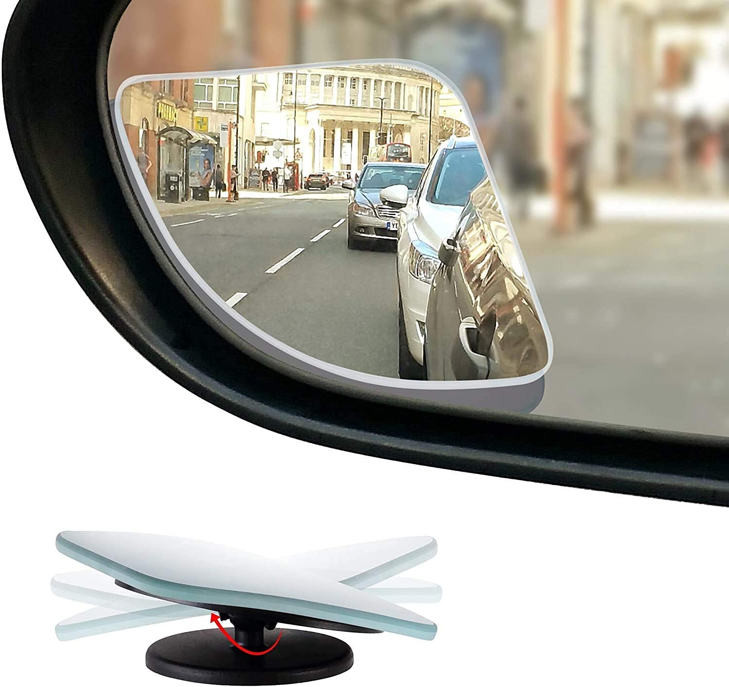 Verivue 2.5-Inch Fan-Shaped Blind Spot Mirrors for Cars, Universal Fit, HD Convex Wide Angle, Stick-On Frameless Side Mirror Bli