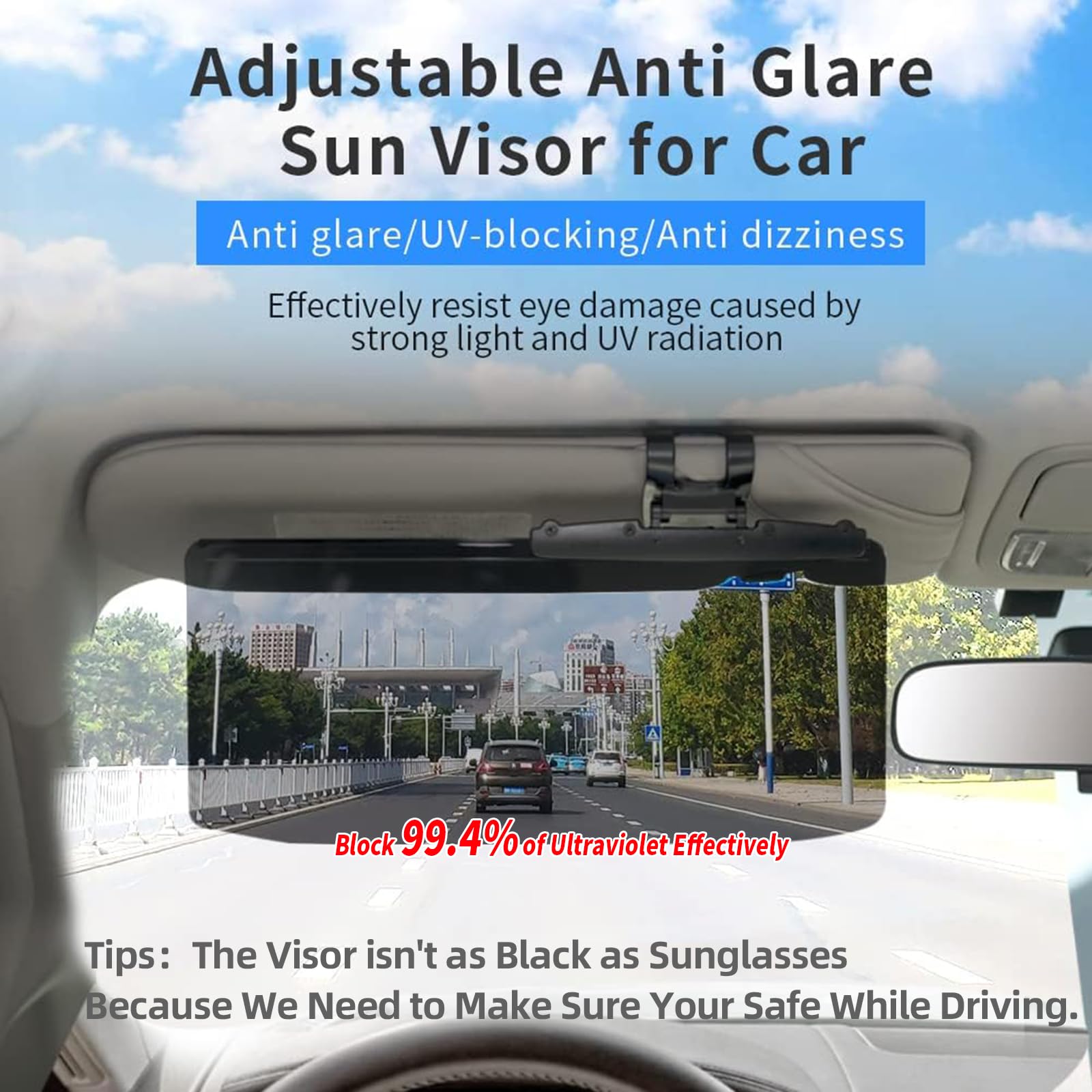 Car Visor Extender Sun Blocker Polarized Sun Visor Extender Anti-Glare Car Visor Extension for Night Driving, Universal Angle Ad