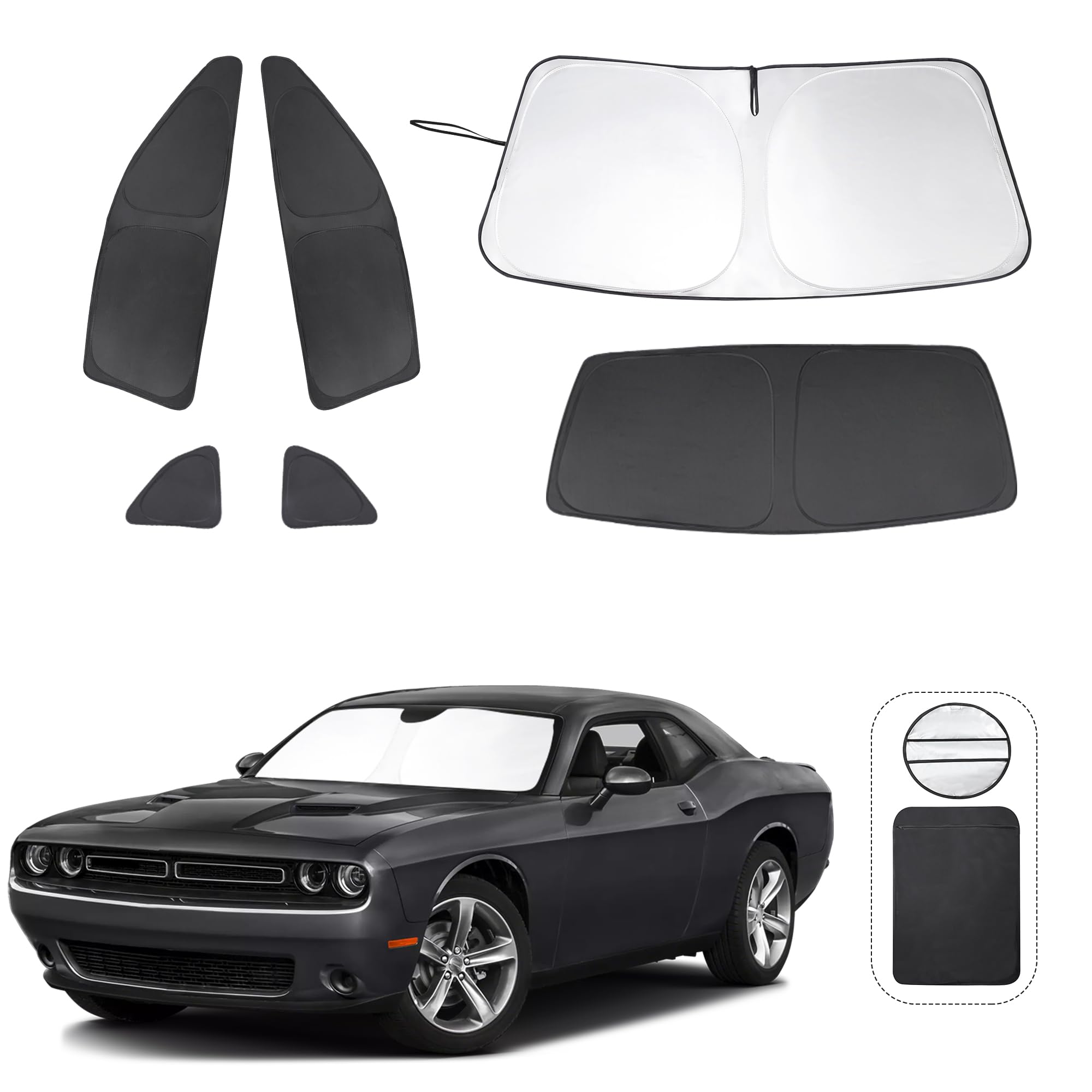 Tinglu Window Shades For Dodge Challenger 2015-2023 (Sxt, Rt, Gt) Accessories Car Side Full Windows Rear Windshield Sun Shade Su