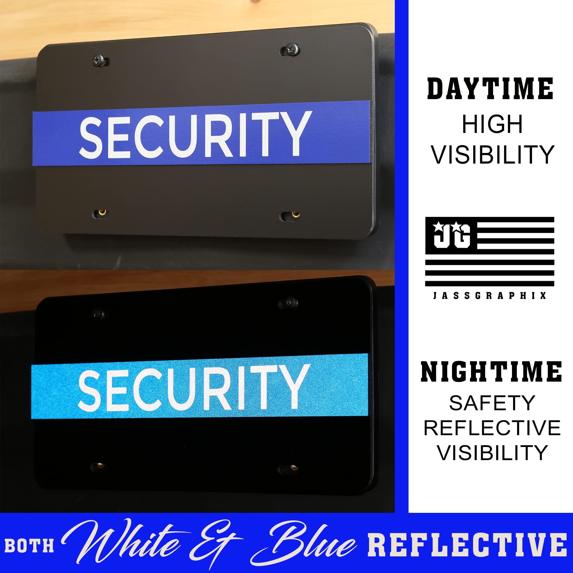 2-D Heavy Duty Reflective Thin Blue Line License Plate Security Made In Usa
