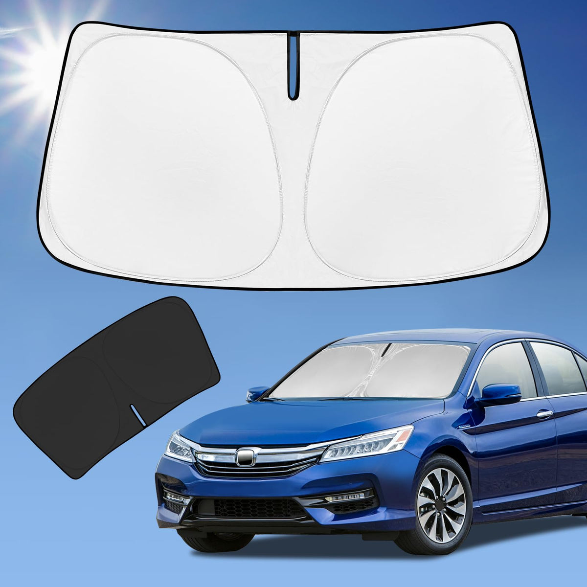 Zoibv For Honda Accord 9Th Gen 2013-2017 Sun Shade Sunshade Windshield Cover, 4-Layer Front Window Shade Custom Fit Accord Sun V