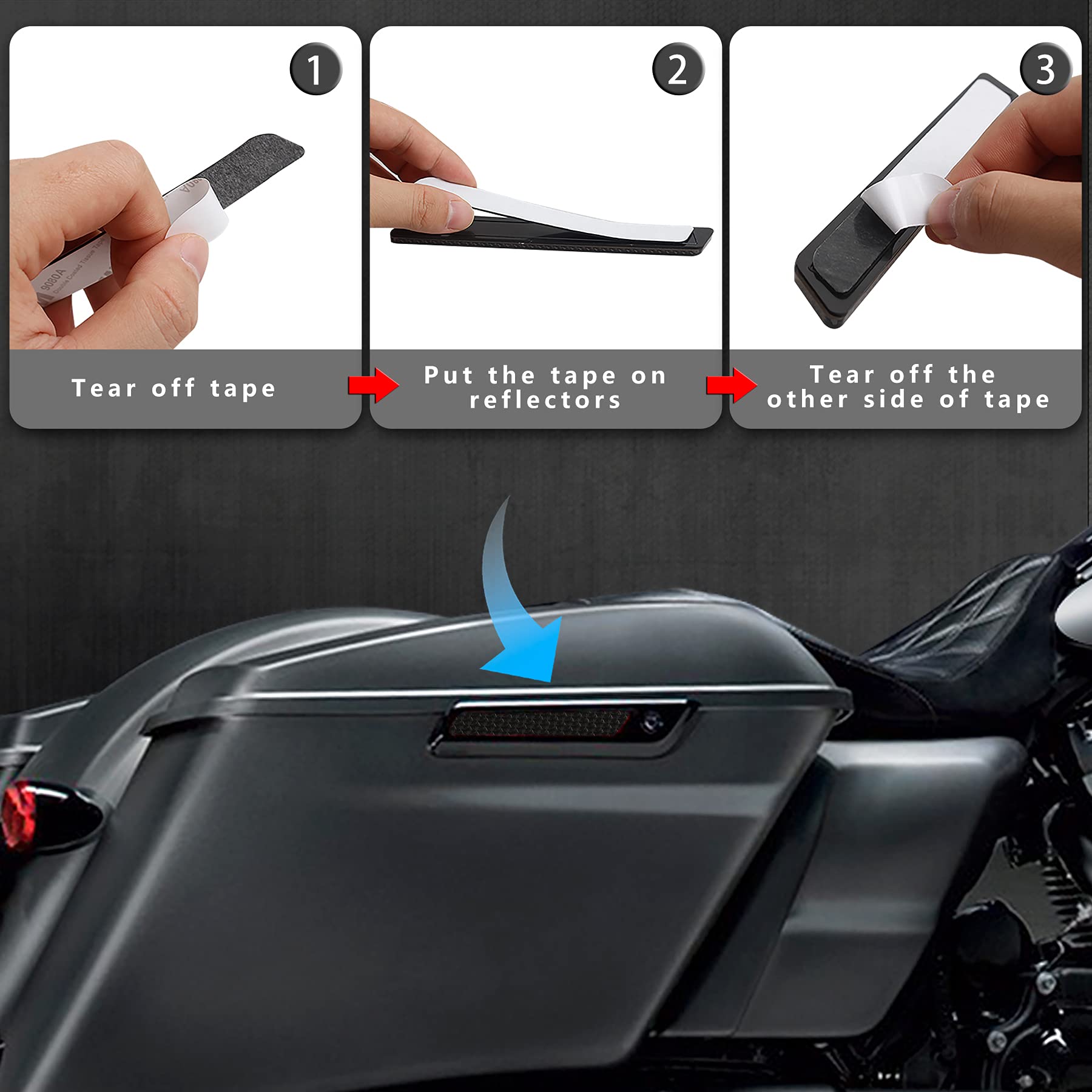 Nthreeauto Black Saddle Bag Reflector Inserts Latch Covers Compatible With 2014-2020 Harley Touring Model,Flt, Flht Road King,Road Glide,Street Glide