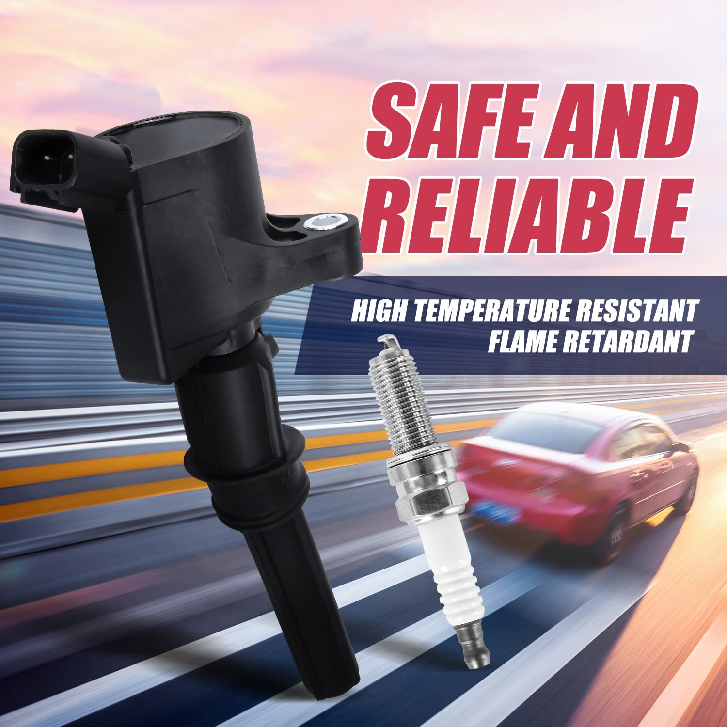 RANSOTO Ignition Coil DG508 & Spark Plug SP479 Compatible With 5.4L Ford Expedition F150 F250 F350 Excursion Lincoln Navigator E