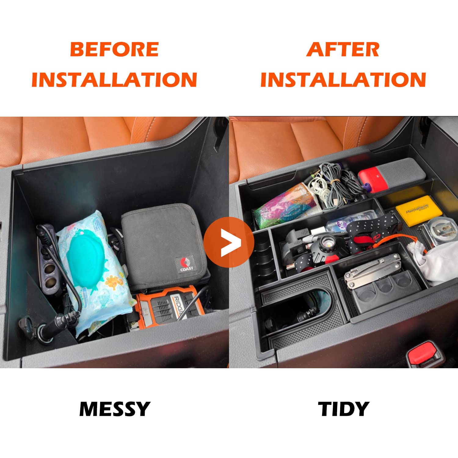 Jojomark Compatible With Toyota Tundra Accessories Center Console Tray Organizer For Tundra 2014-2020 2021 Insert Abs Armrest Bo