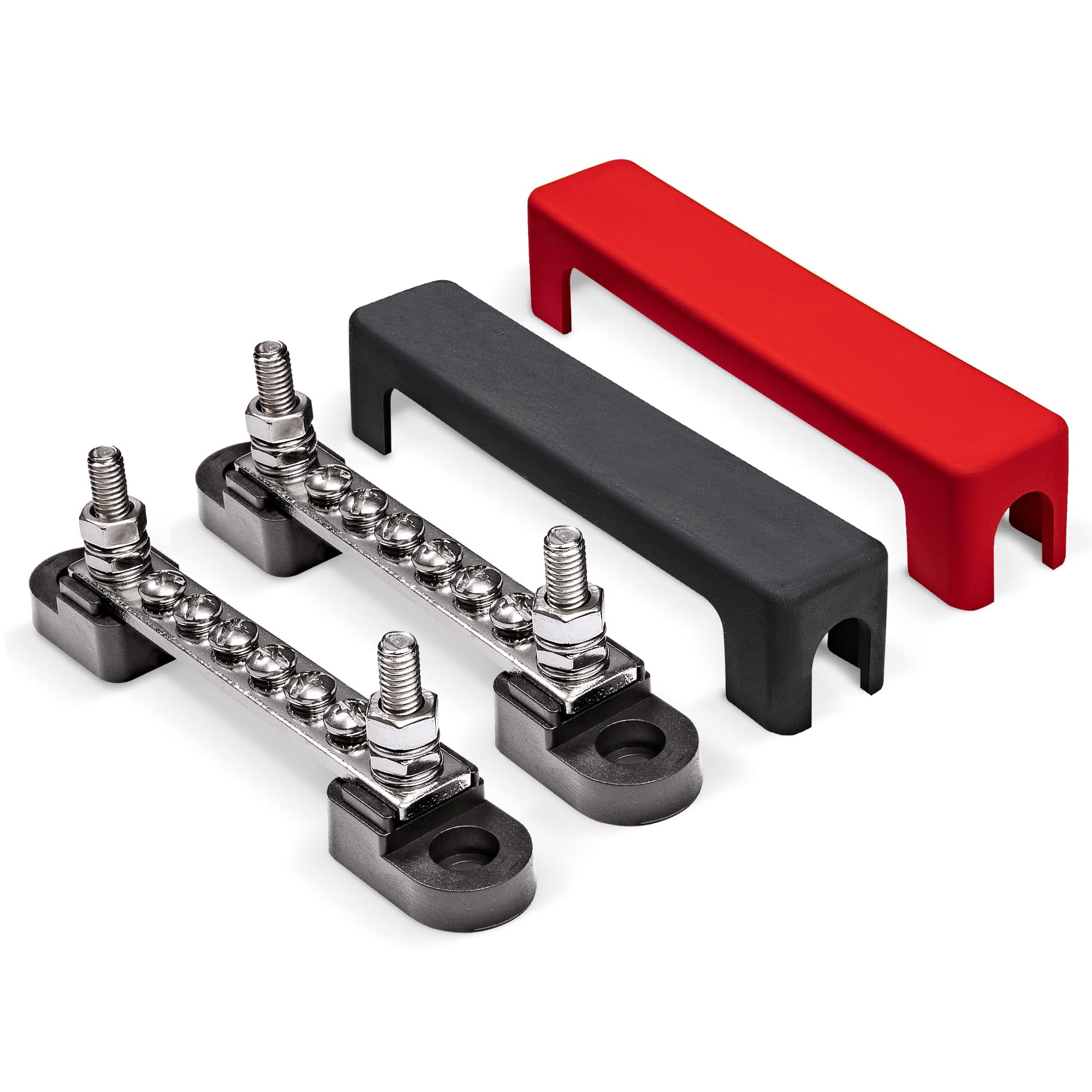 4'' Ground/Power Distribution Terminal Block Battery Bus Bar Set [Max. 300V Ac/48V Dc] Negative/Positive Insulated Busbar For Au