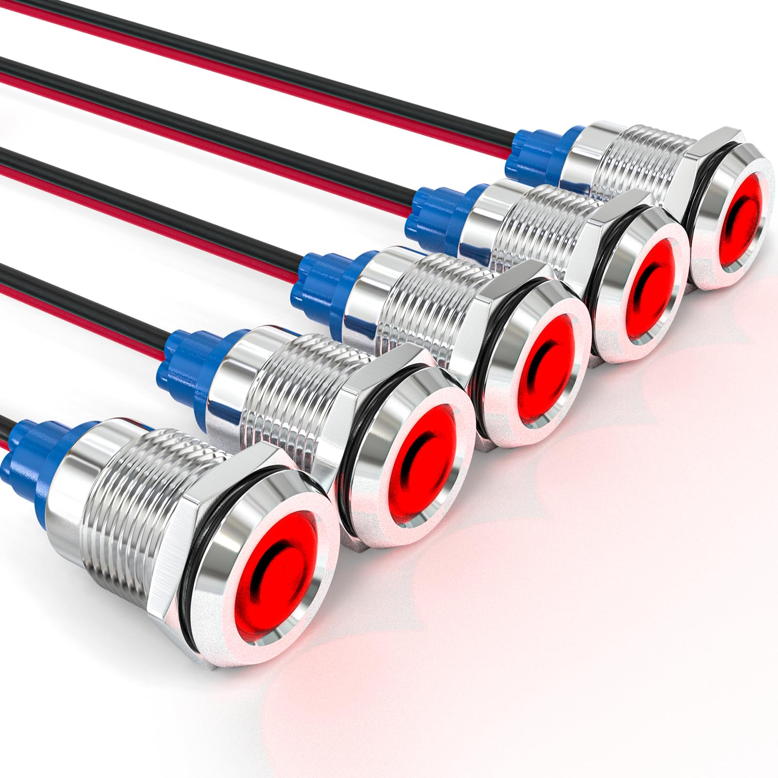 Gasher 5 Pcs Energy Saving Indicator Light, Led Light 12V/24V/110V 20Ma Panel Mount Light For Car Truck Boat Auto Part, Mounting