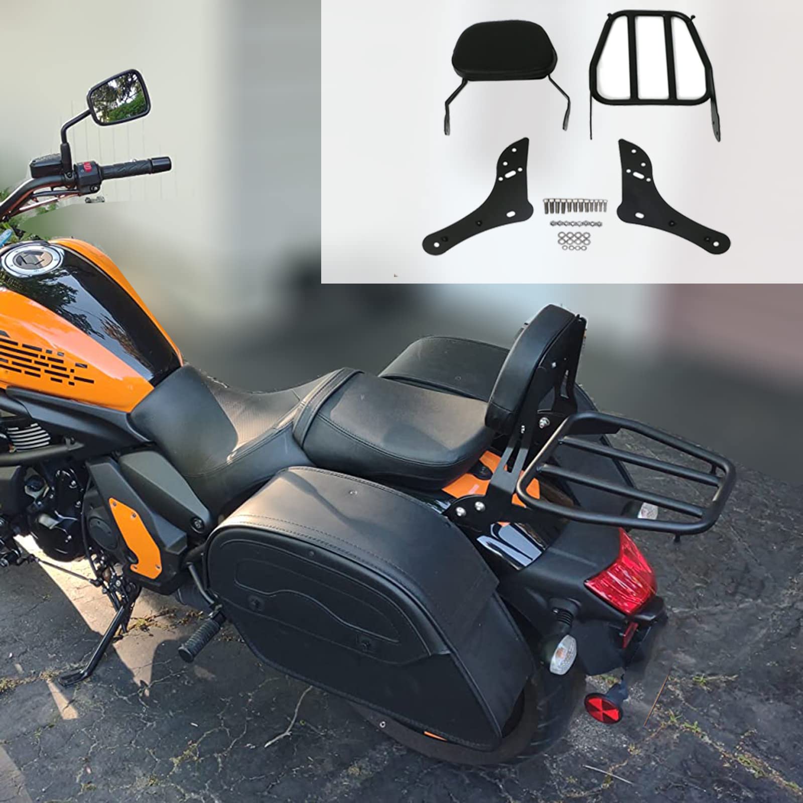 Detachable Passenger Backrest Sissy Bar For Kawasaki Vulcan S 650 Vn650 2015 2016 2017 2018 2019 (With Luggage Rack)
