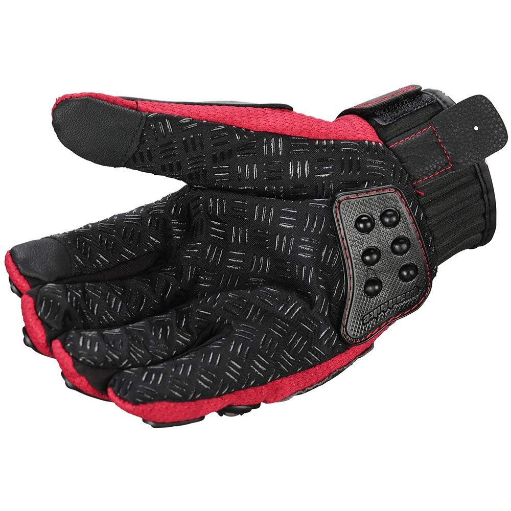 Steel Outdoor Knuckle Motorcycle Motorbike Powersports Safety Gloves (Large, Red)