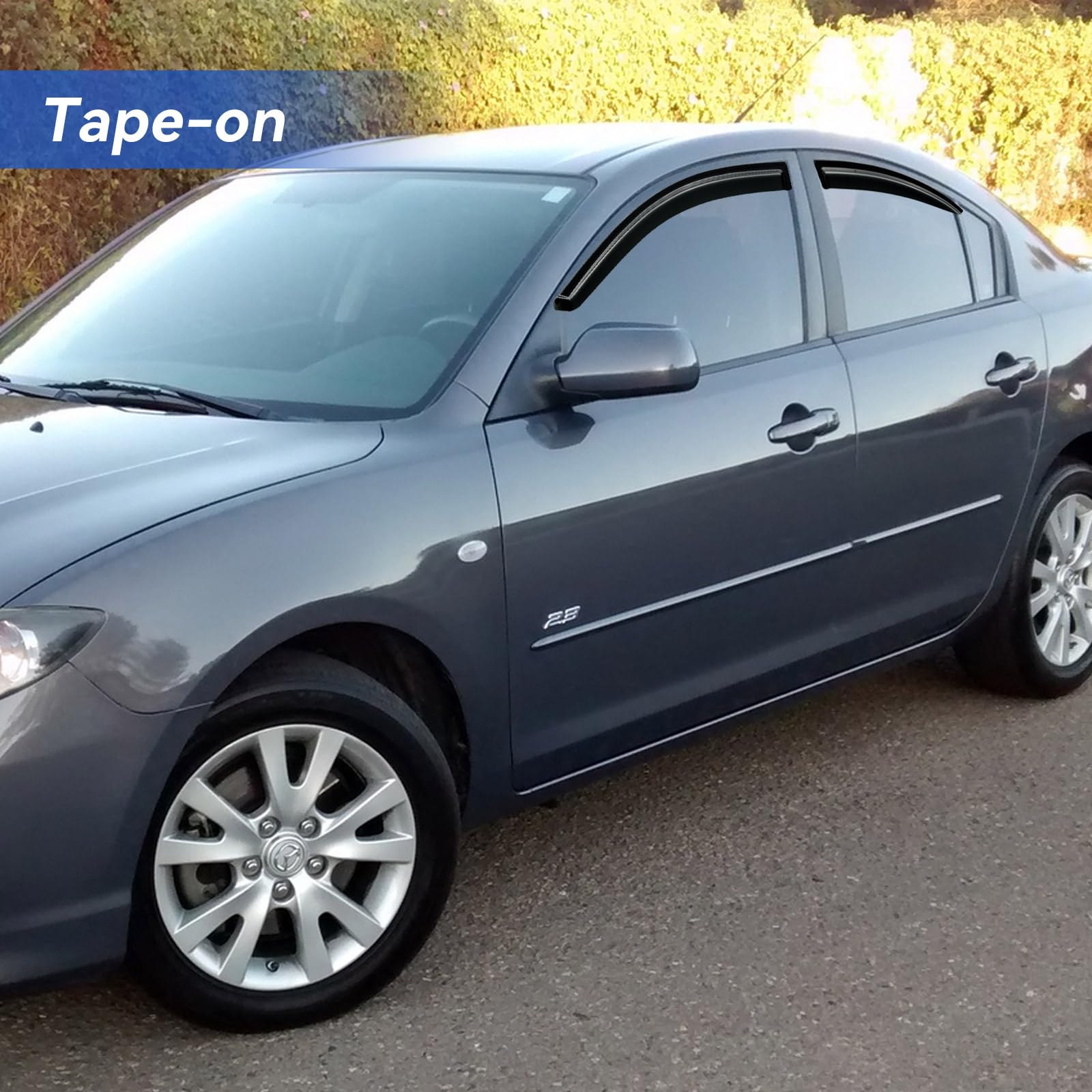 Window Visors Rain Guards Shield for 2004-2009 Mazda 3 Sedan, Out-Channel Window Vent Wind Deflectors Visors Shades for 04-09 Ma