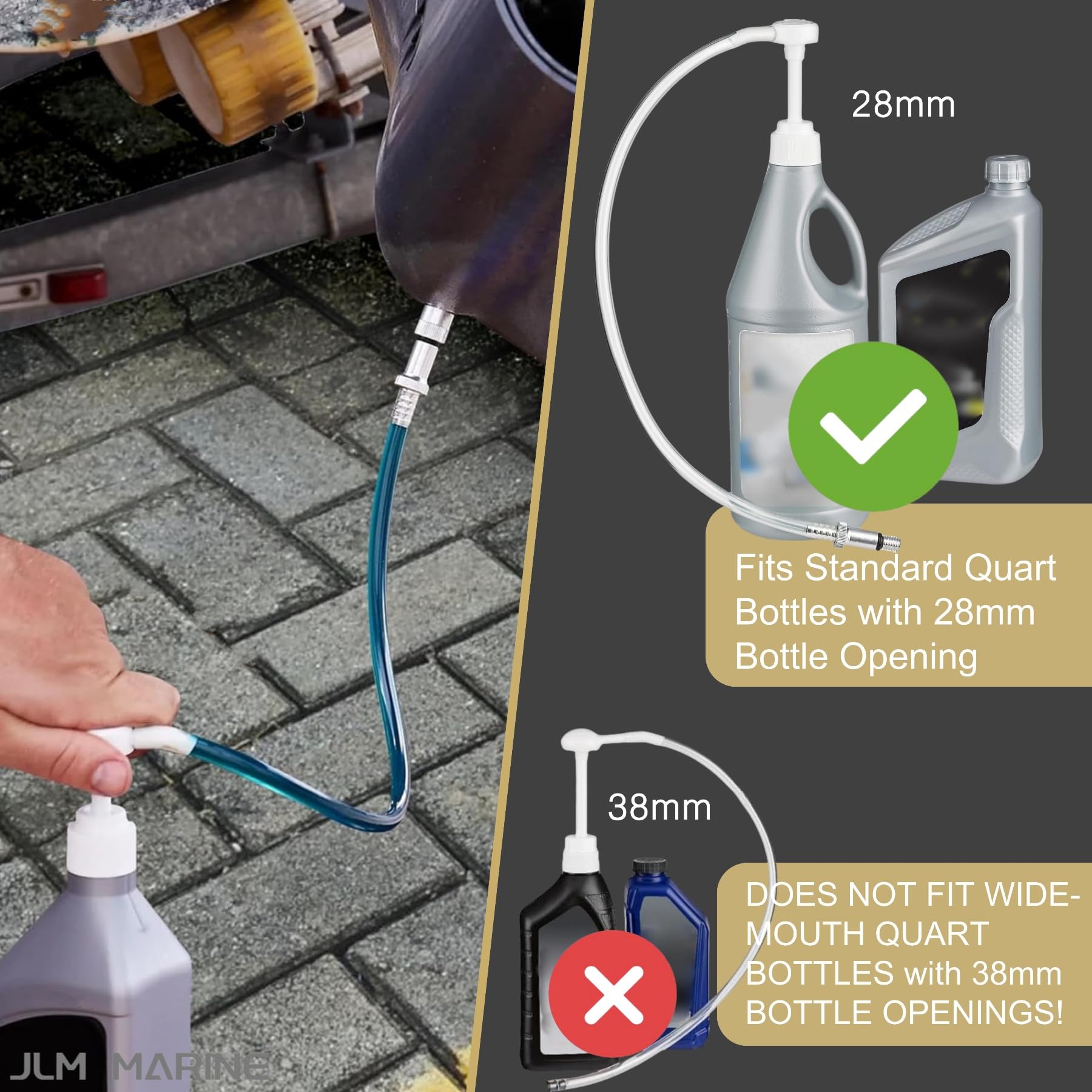 JLM MARINE Lower Unit Gear Oil Pump for Standard Quart Bottles Boat Marine Engine Lube Liquid Suction Filling Siphon Manual Hand