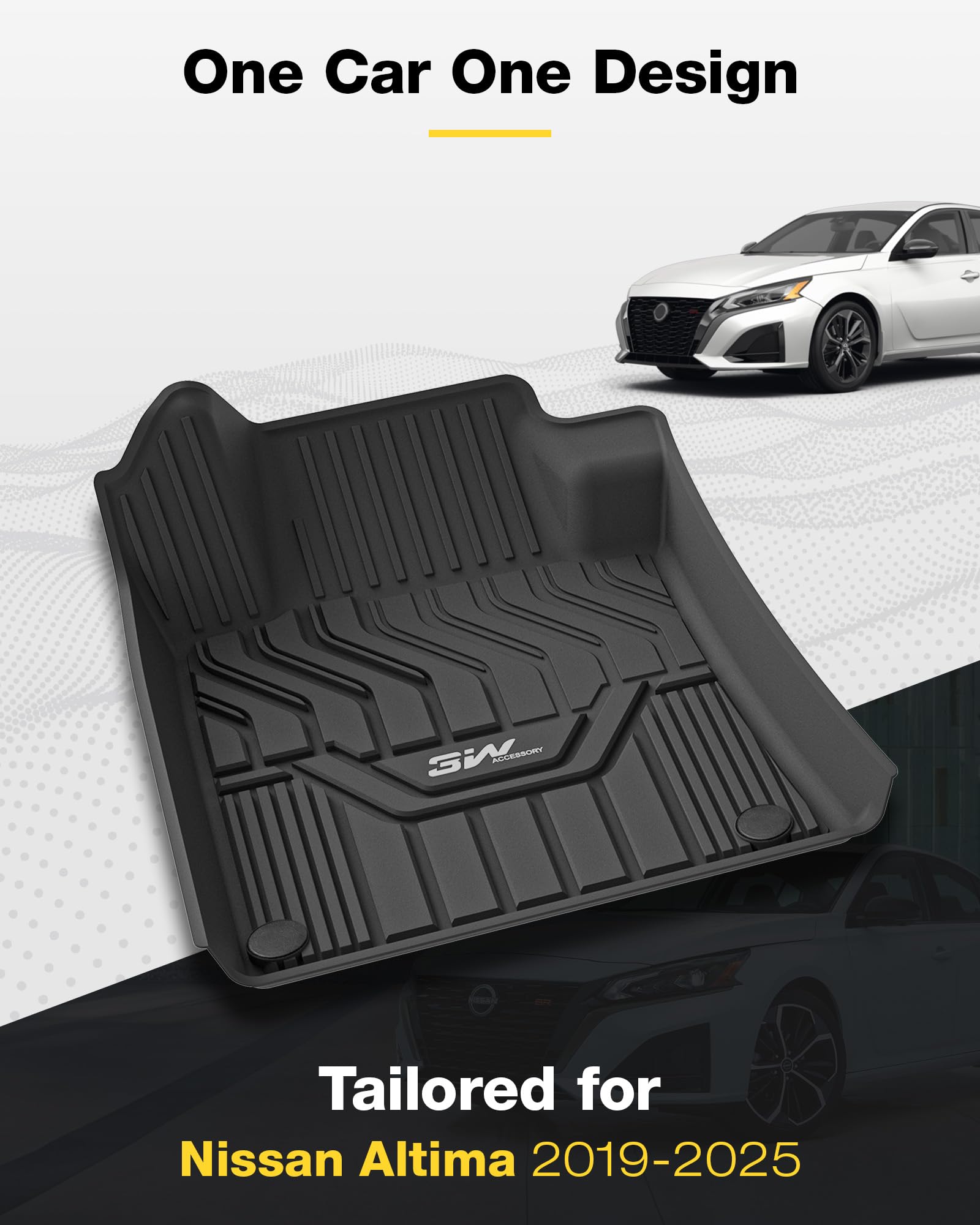 3W Floor Mats Custom Fit For Nissan Altima 2019-2023 2024 2025, Tpe All Weather Accessories Custom Fit Floor Liner For Nissan Al