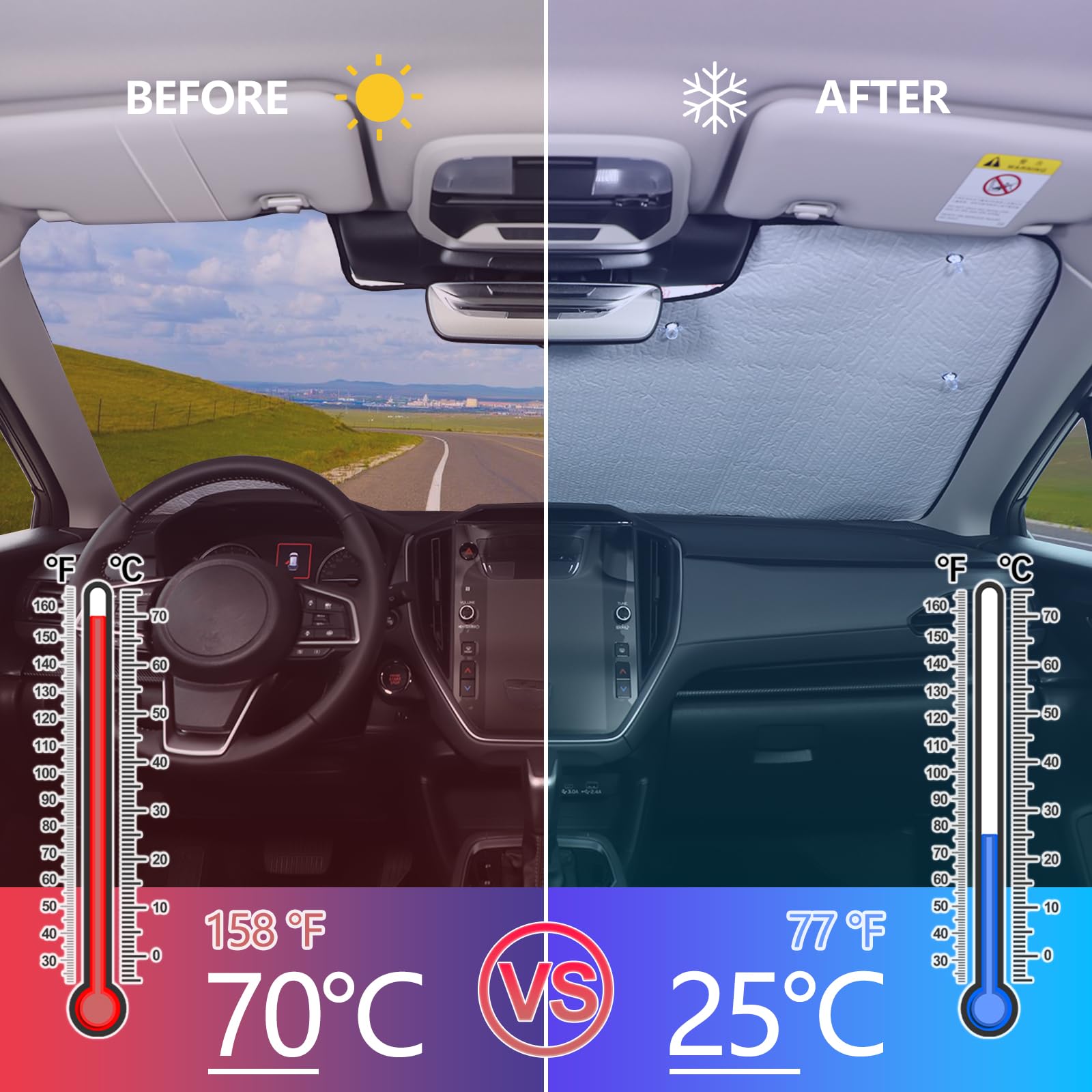 Windshield Sunshade for Subaru Crosstrek 2024-2025 Accessories Front Window Sun Shade Foldable Reflective Sun Visor Custom Sunsc