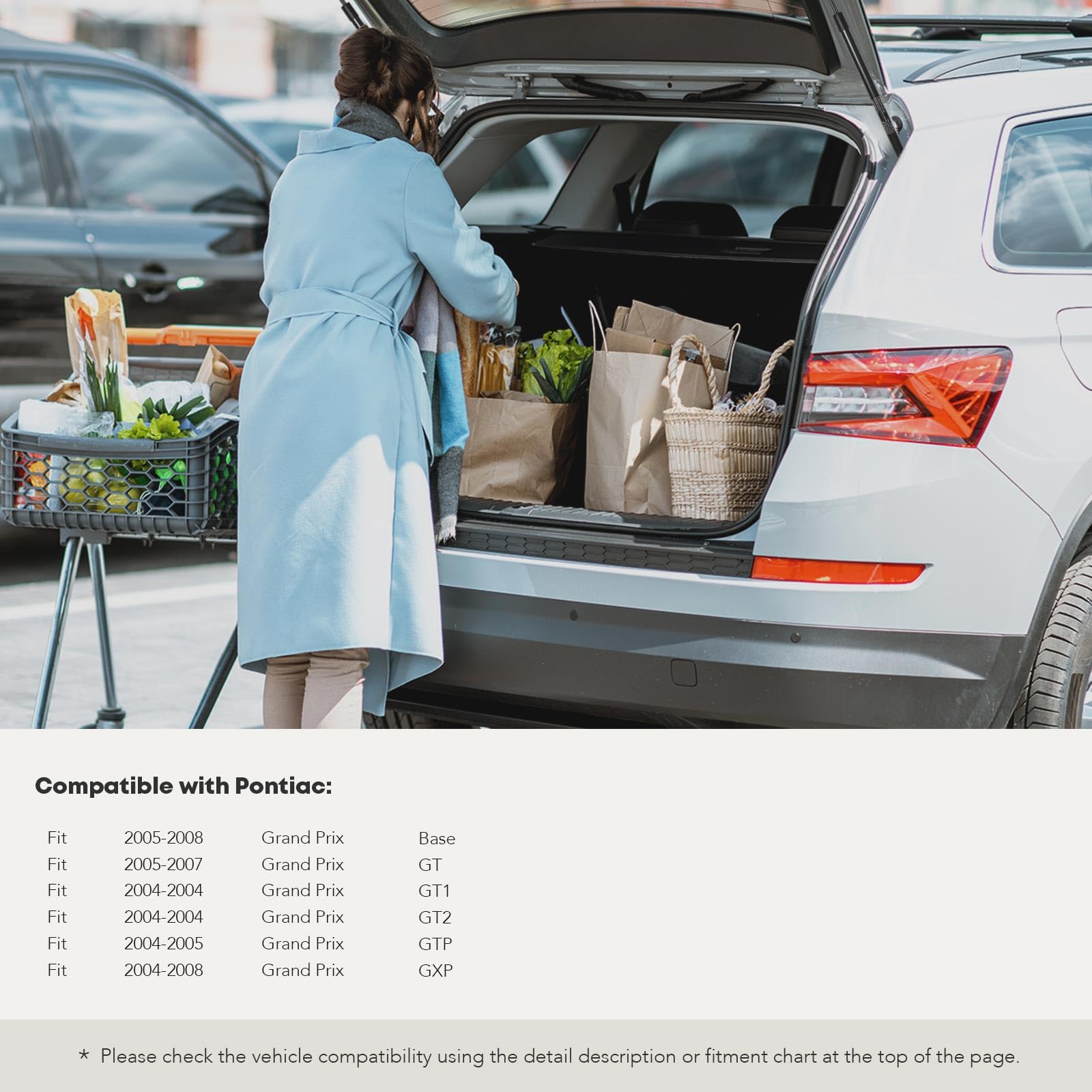 YHTAUTO 2PCS Rear Trunk Lid Lift Supports Struts Gas Spring Shocks Replacement for 2004-2008 Pontiac Grand Prix