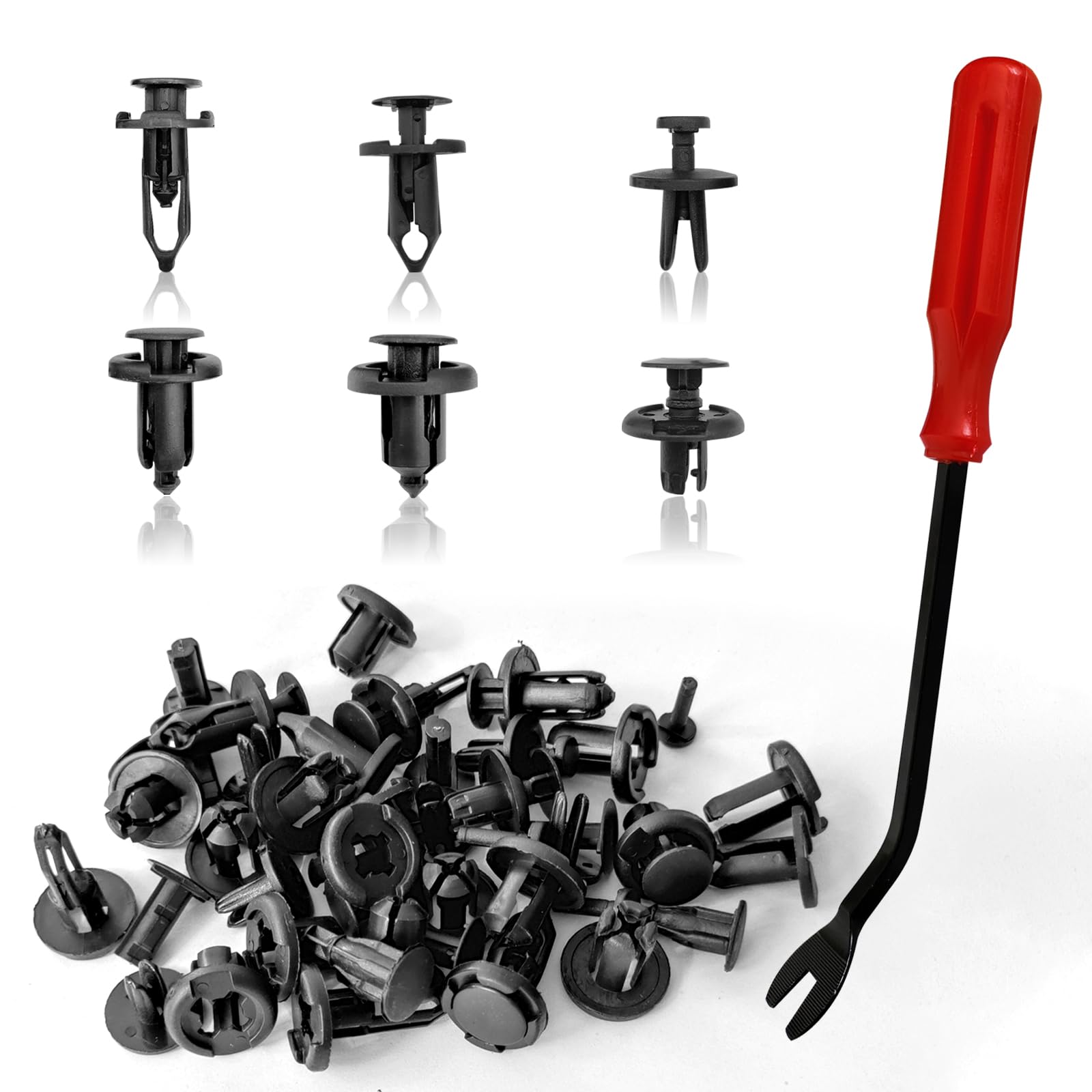 120pcs Retainer Clips Push Type Fasteners 6.8mm 8mm 9mm 10mm - Expansion Screws Replacement Kit with Remover Tool Bumper Push Ri