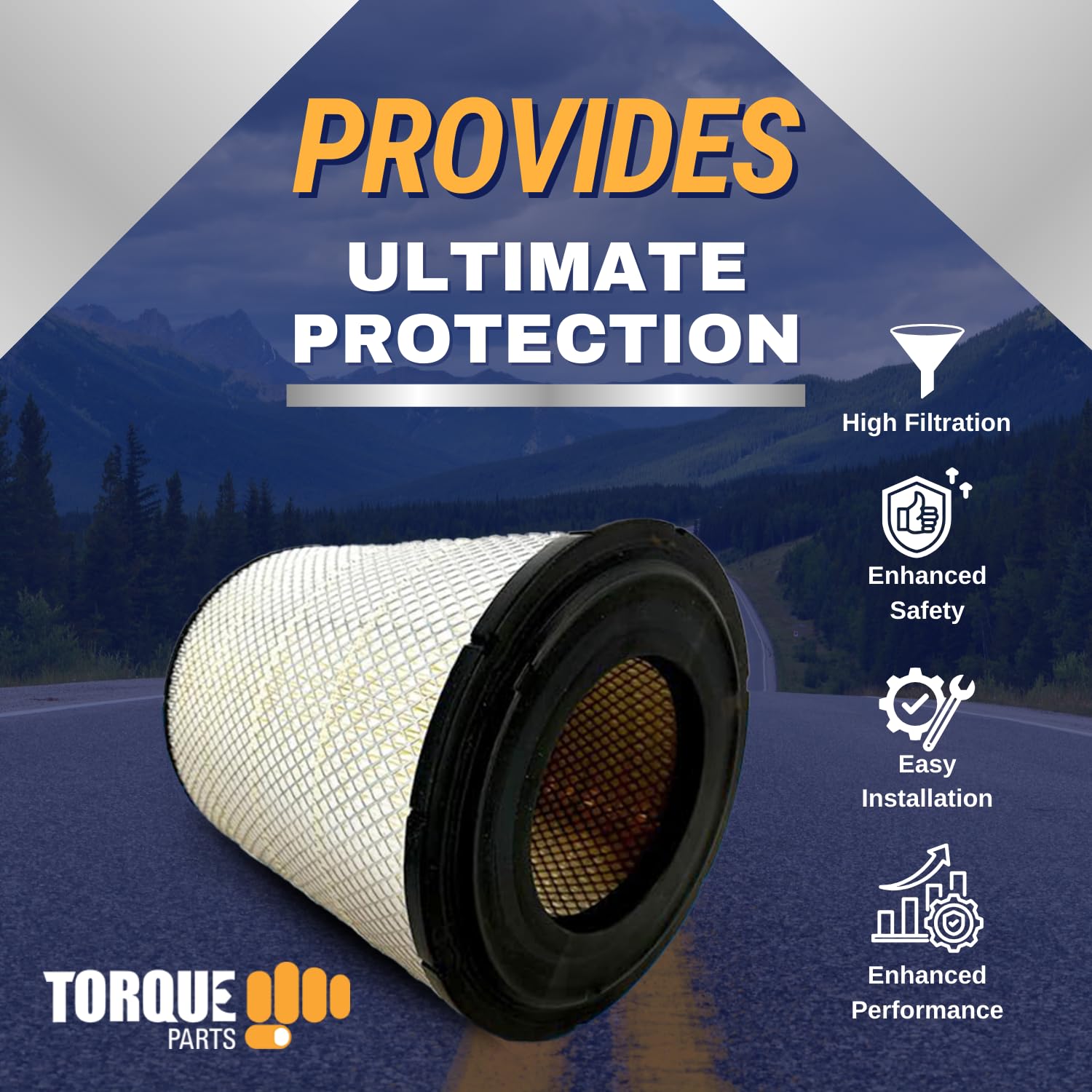 Torque Engine Air Filter Compatible With Select Freightliner Columbia Coronado Argosy Condor Century Class Semi Trucks Accessori