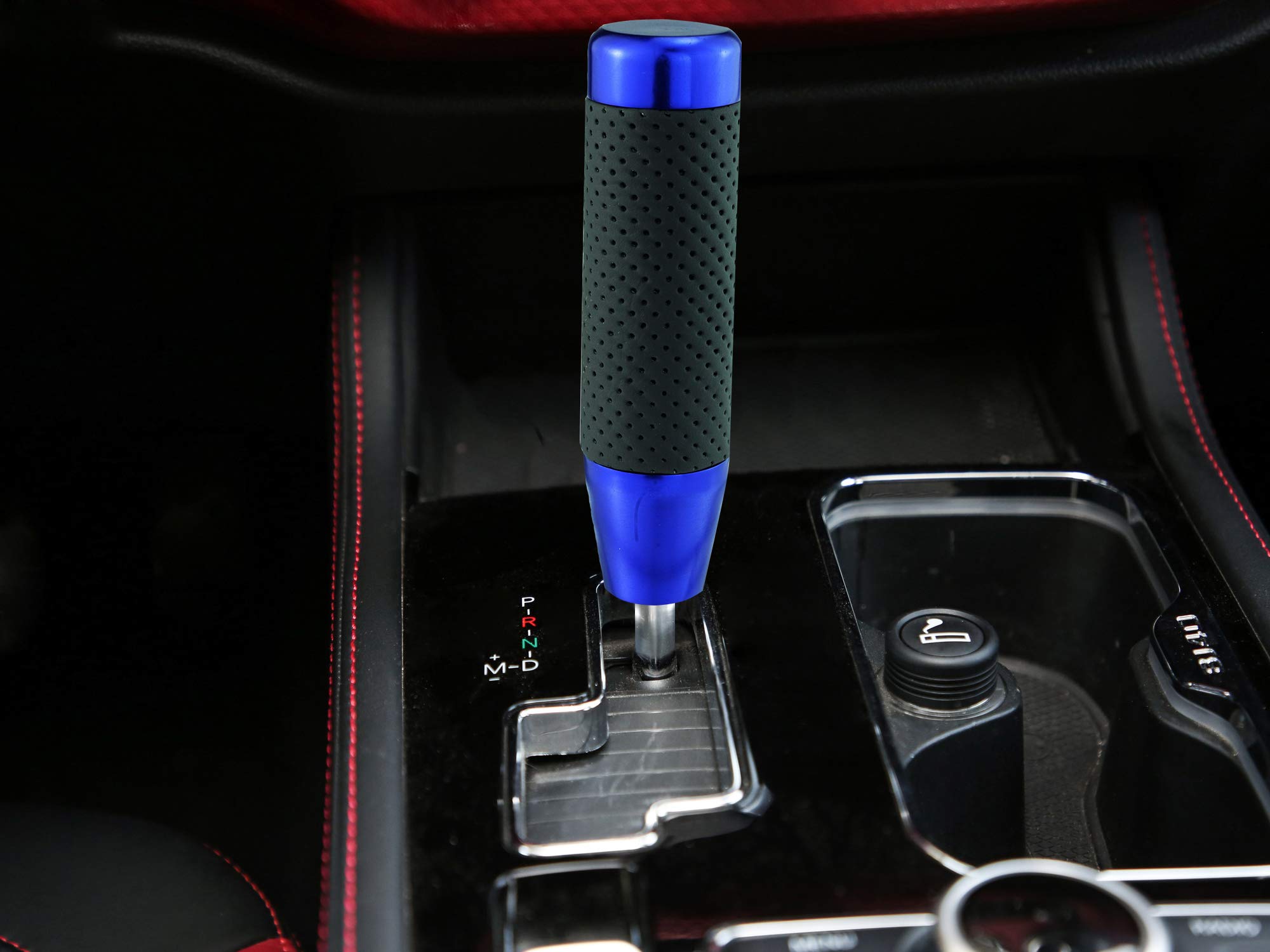 Abfer Weighted Shift Knob Short Stick Gear Shifter Adapter Leather Shift Knobs For Most Automatic Manual Vehicle Trucks,Blue