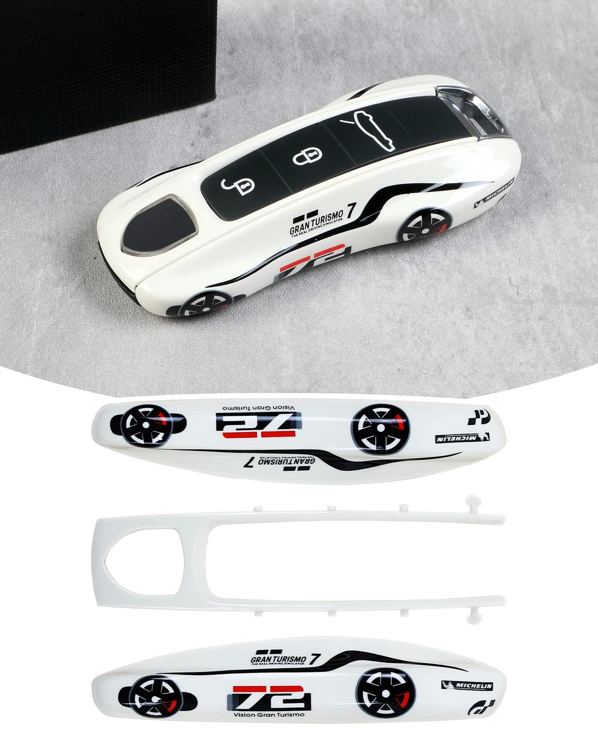 Limbqs Car Key Protection Keychain, Key Cover For Porsche Macan Cayenne Panamera 911 (New White)