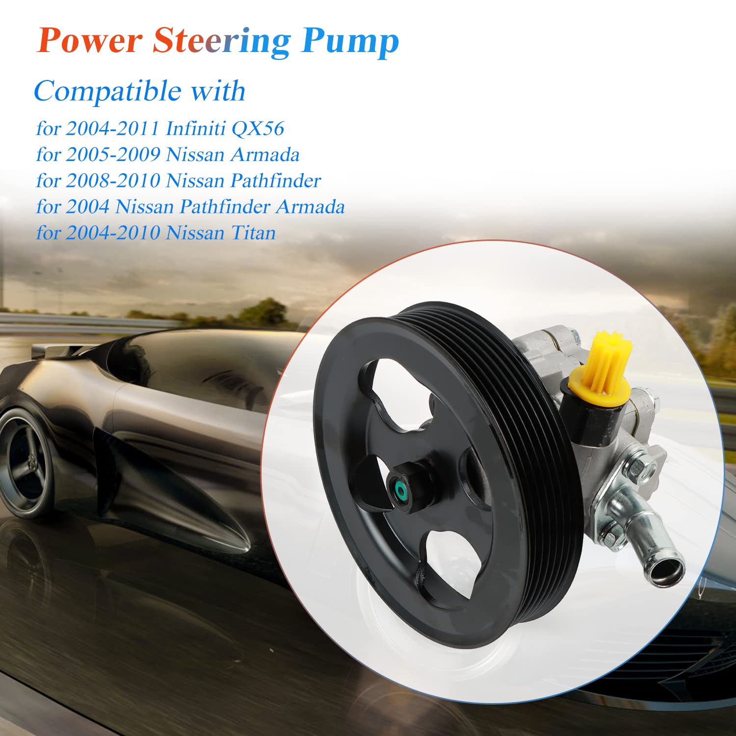 Daysyore Power Steering Pump 21-5366 Fits For 2004-2011 Infini-Ti Qx56, 2004 Pathfinder Armada, 2004-2010 Titan, 2005-2009 Armad