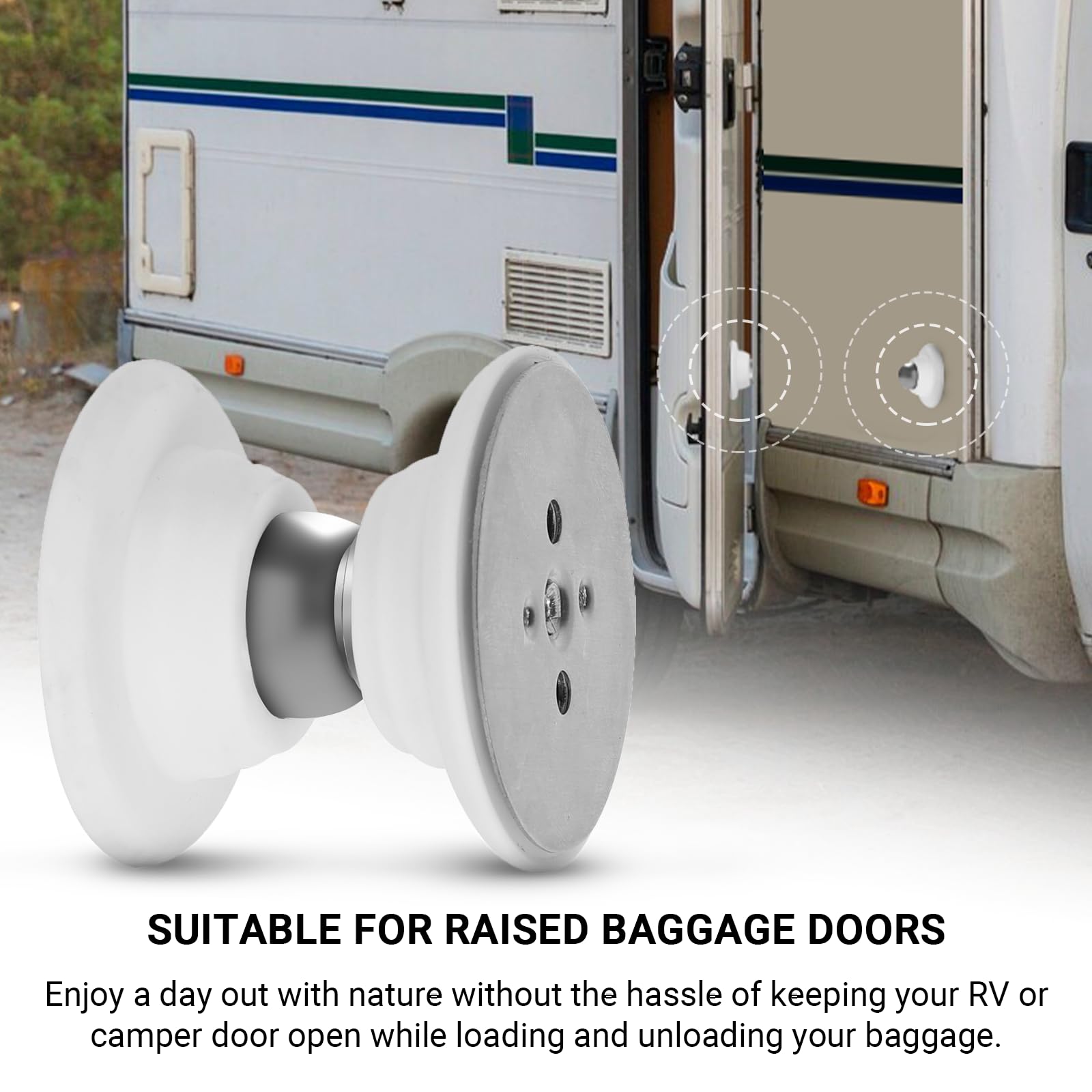 CALPALMY (2 Pairs RV Magnetic Door Catch and Holder Kit - White RV Storage Door Holder Magnetic Baggage Door Catch for RV Camper