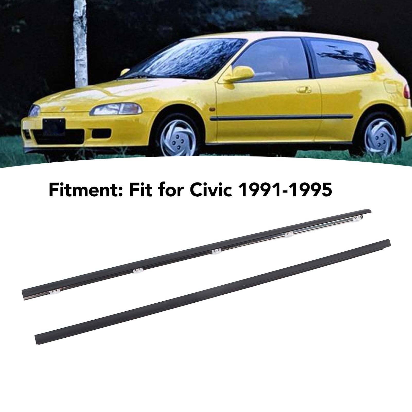 Car Door Window Weatherstrip Molding Trim For Honda Civic 1991-1995, 1 Pair Car Window Seal Strip, Replace 72410-Sr3-003 72450-Sr3-003, Efficient Sealing
