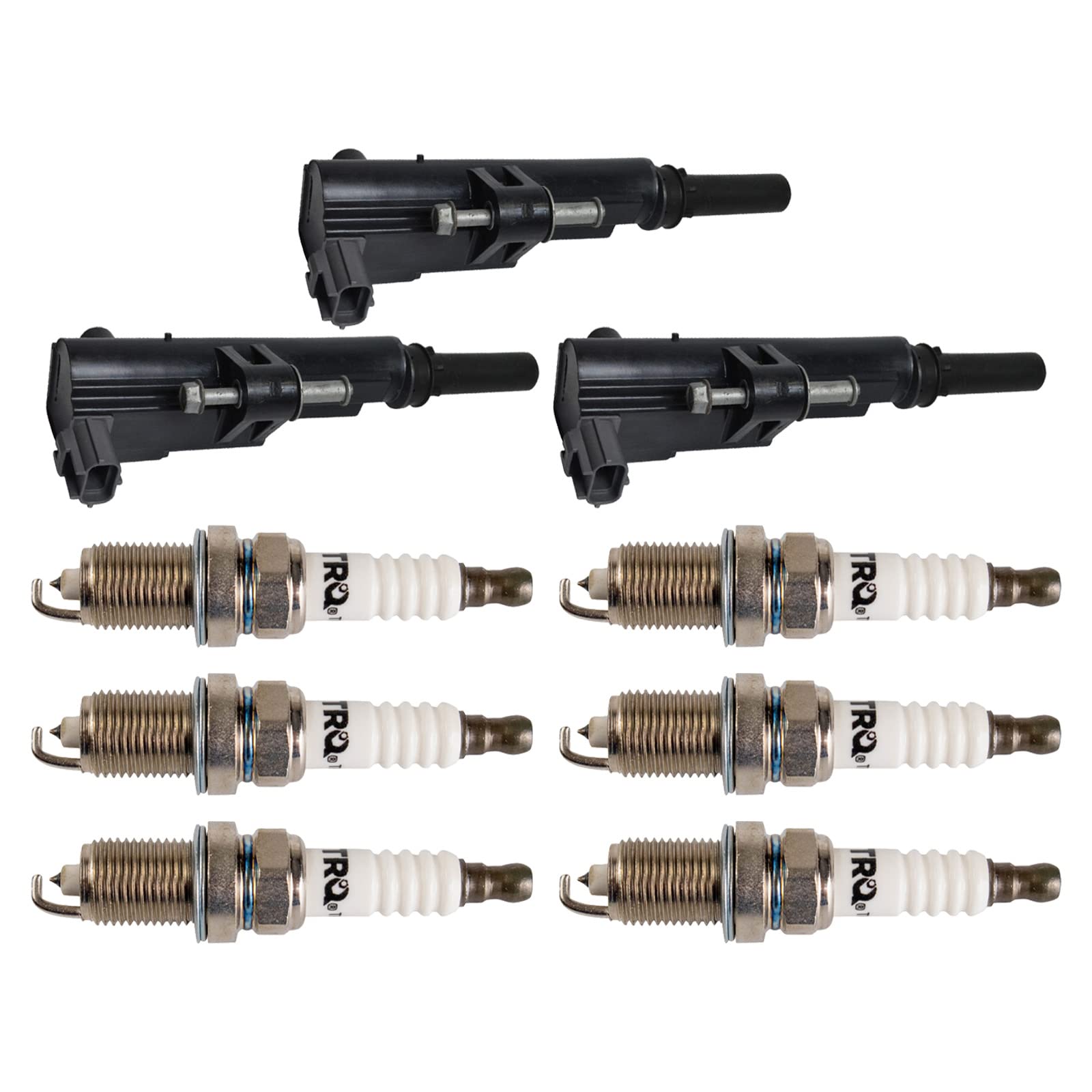 Trq Ignition Kit Ignition Coil Spark Plugs Compatible With 09-11 Dodge 09-12 Jeep 09 Mitsubishi 11-12 Ram