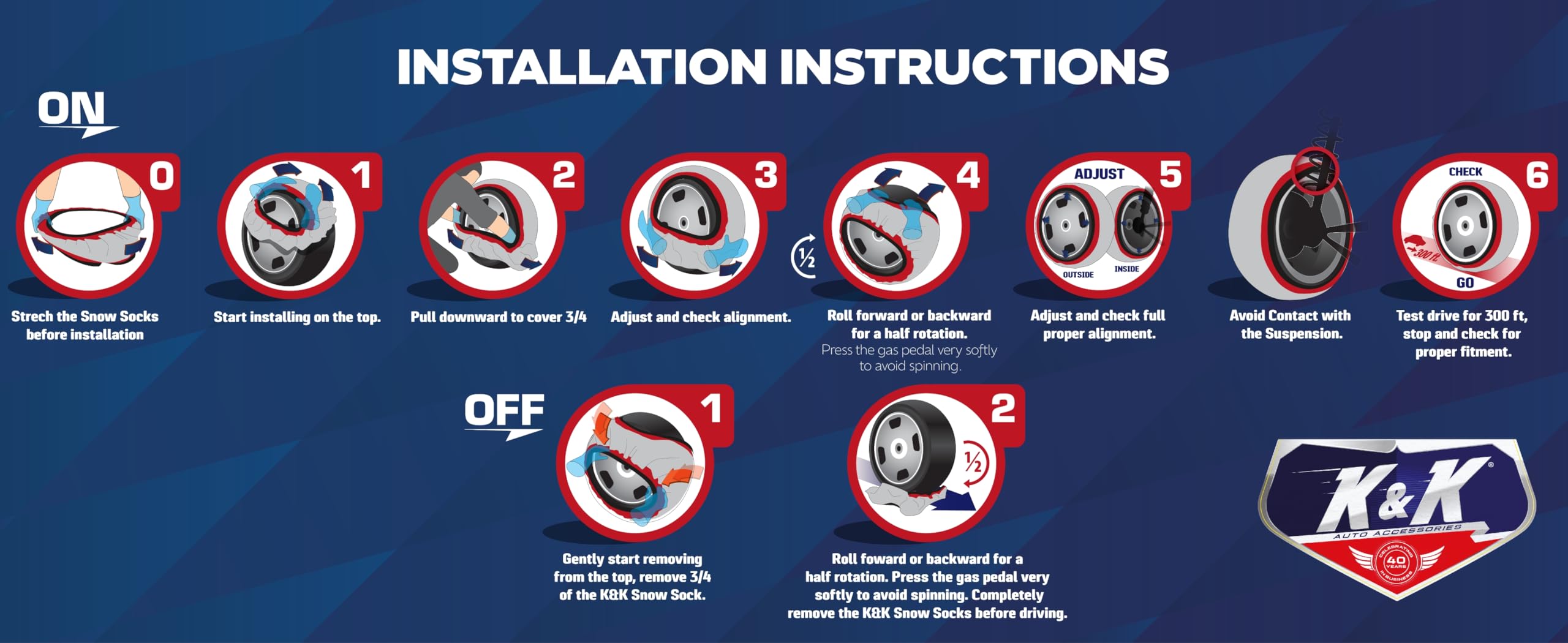 K&K Auto Accessories Snow Socks for Tires - Pro Series for Ultimate Grip Alternative for Tire Snow Chain - Snow Traction Device