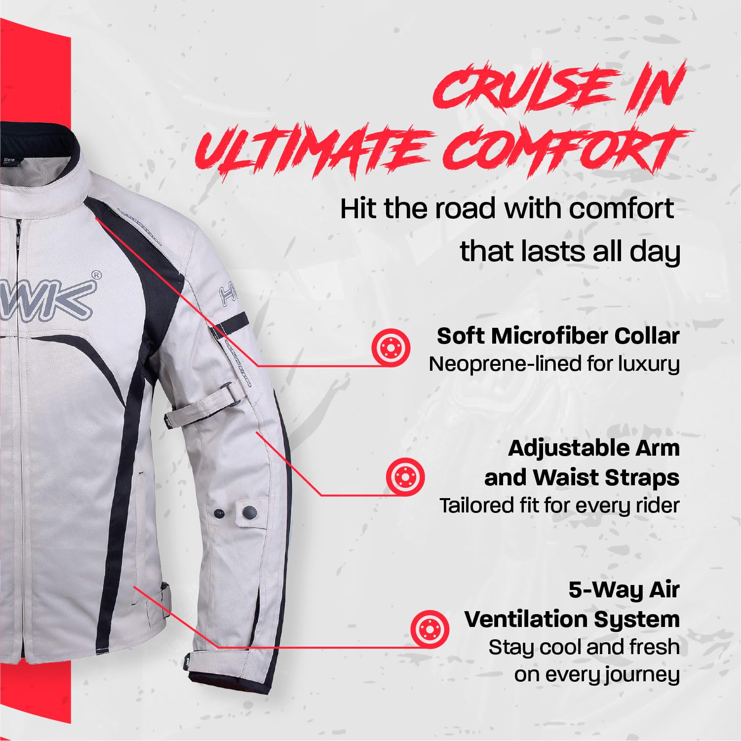 Hwk Waterproof Motorcycle Jacket For Men & Women With Ce Armor, High Visibility And Adjustable Polyester - Dirt Bike Gear For En