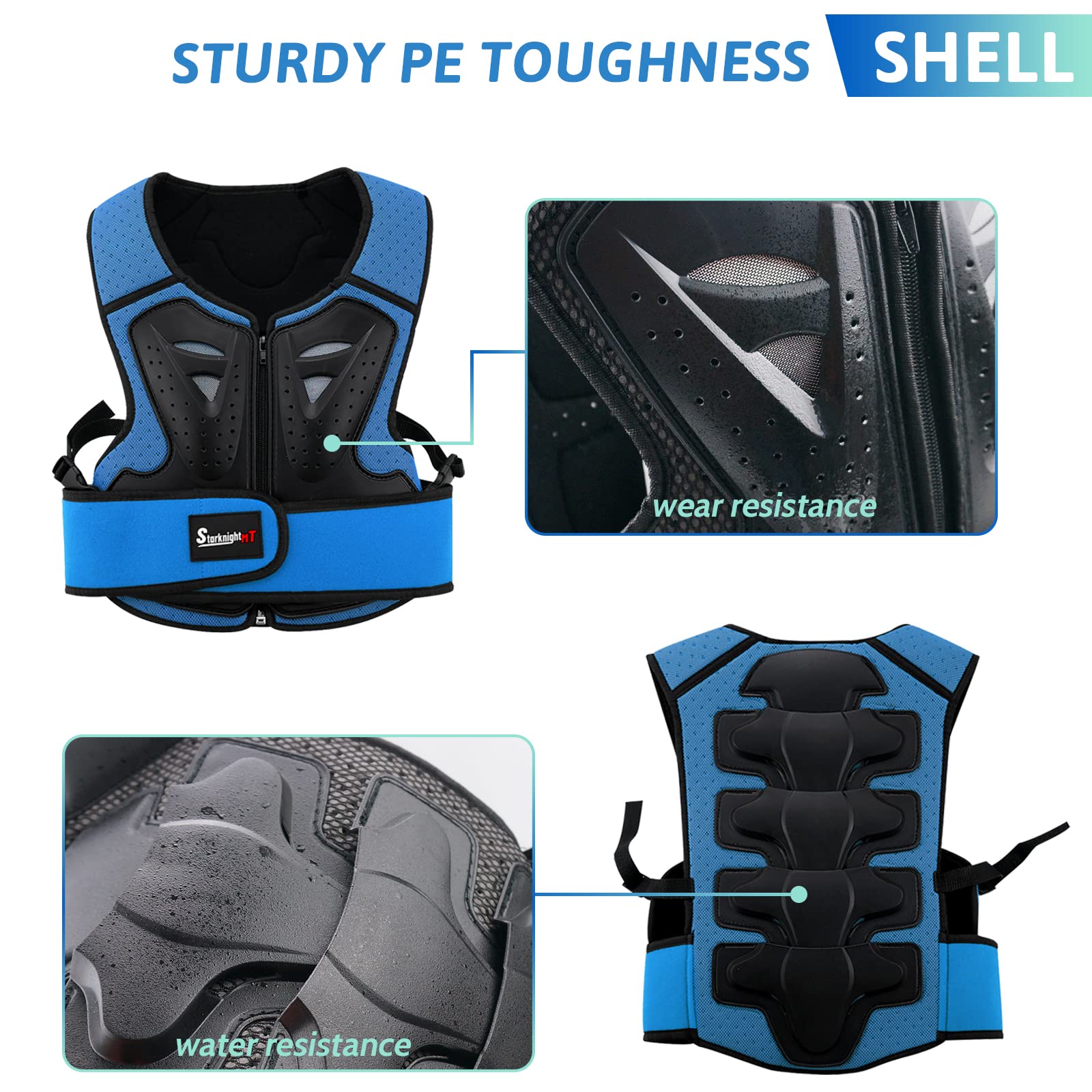 Starknightmt Kids Motorcycle Chest Protector Dirt Bike Youth Riding Spine Back Armor Protection For Motocross Cycling Skateboard