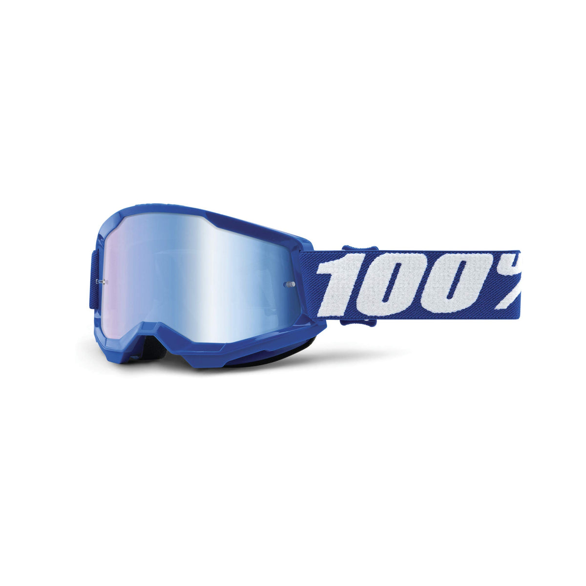 100% Strata 2 Youth Motocross & Mountain Bike Goggles - Mx And Mtb Racing Protective Eyewear (Blue - Mirror Blue Lens)
