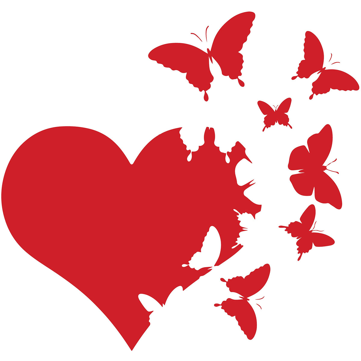 Heart with Butterflies Flying Away Vinyl Decal Sticker Car Window Bumper Die Cut 6-Inches Premium Quality UV Resistant Laminate (6-Inches, Red) JMM00265RED6