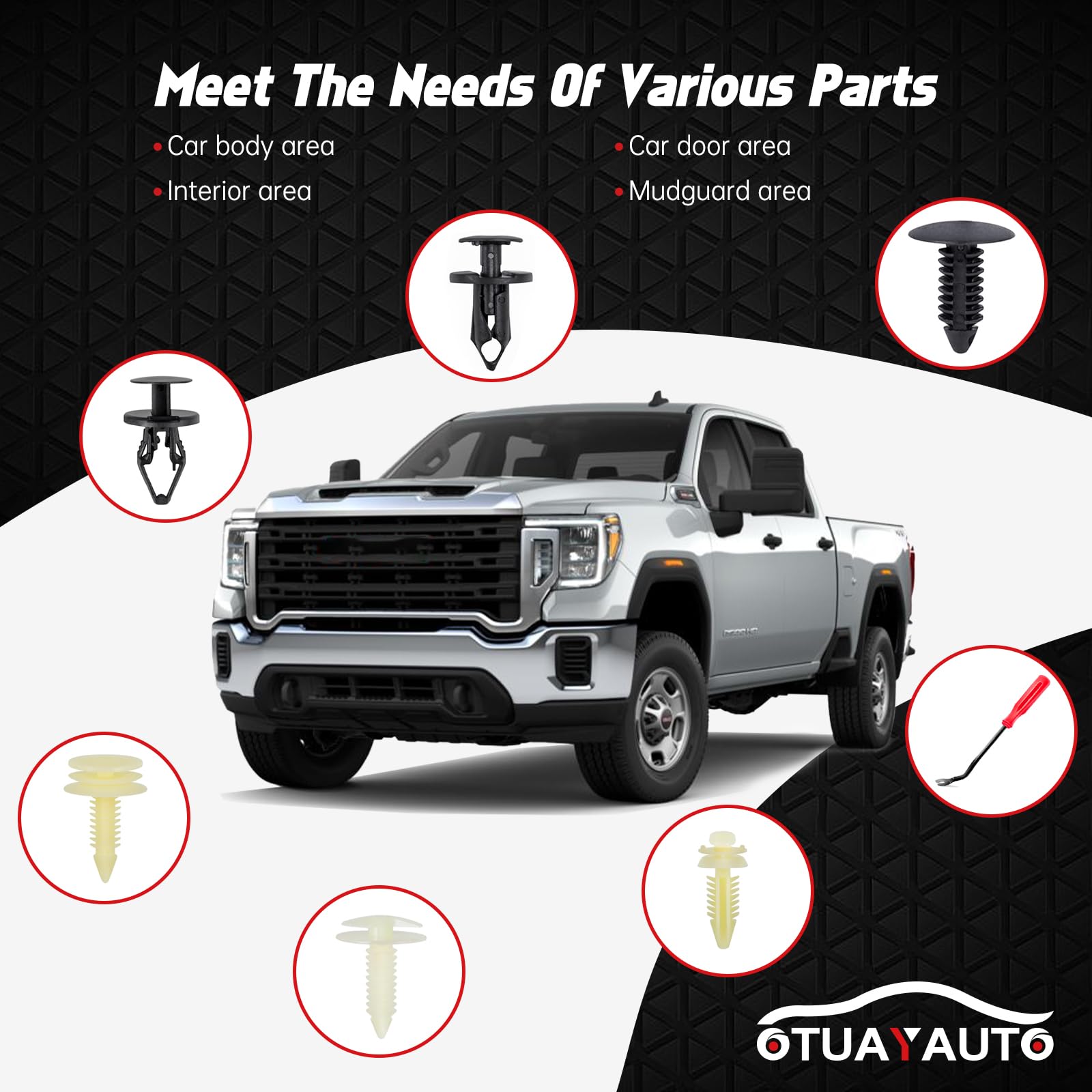 Otuayauto 125Pcs Door Trim Clips 6 Most Popular Sizes Replacement For Gmc Buick - Bumper Fender Retainer Clips With 5Pcs Fastene