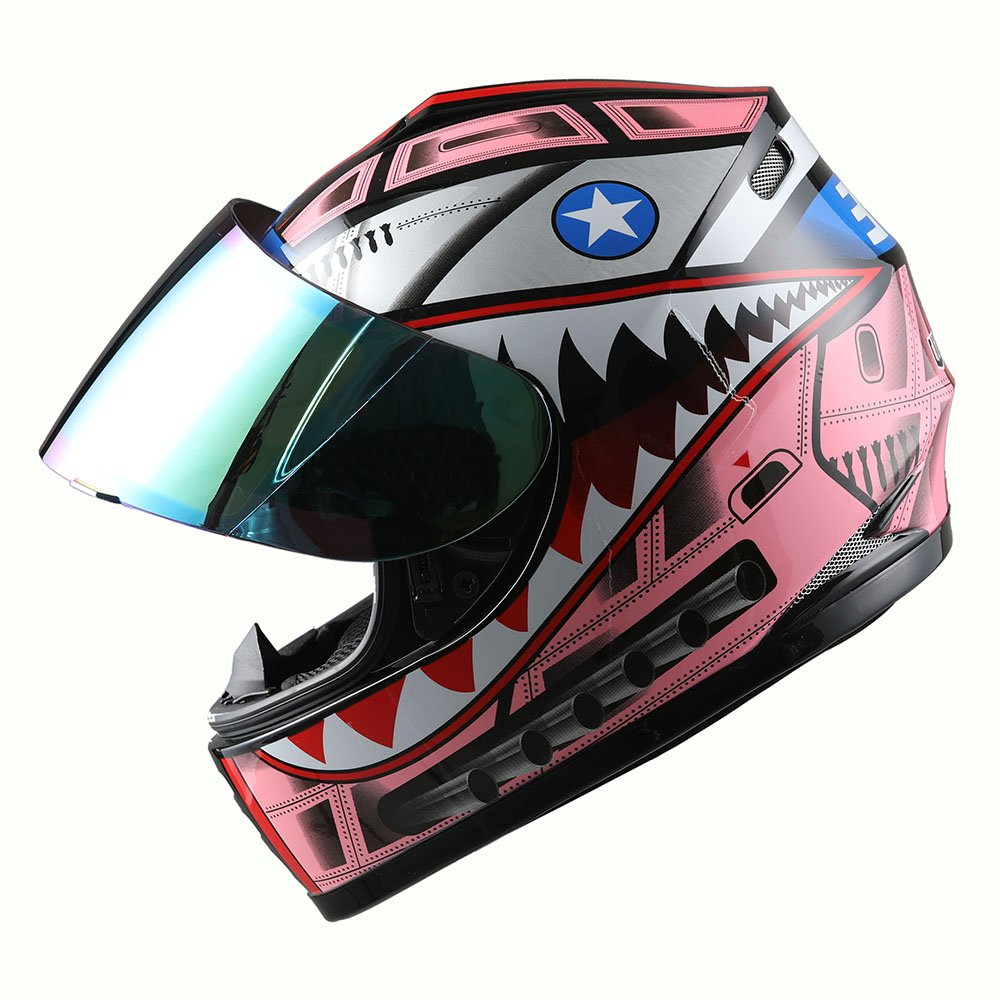1Storm Youth Kids Motorcycle Full Face Helmet Street Bike Bmx Mx Shark Pink + Mg Youth Glove Bundle