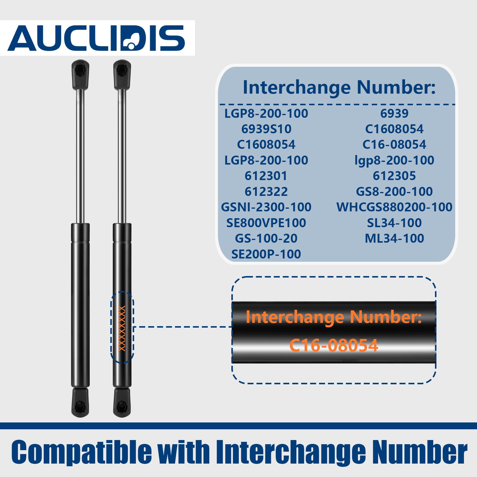 C16-08054 20 Inch 100Lb/445N Gas Strut Shock Spring Lift Support For Rv Camper Bed Storage Door, Truck Cap Bed Tonneau Cover, Bo