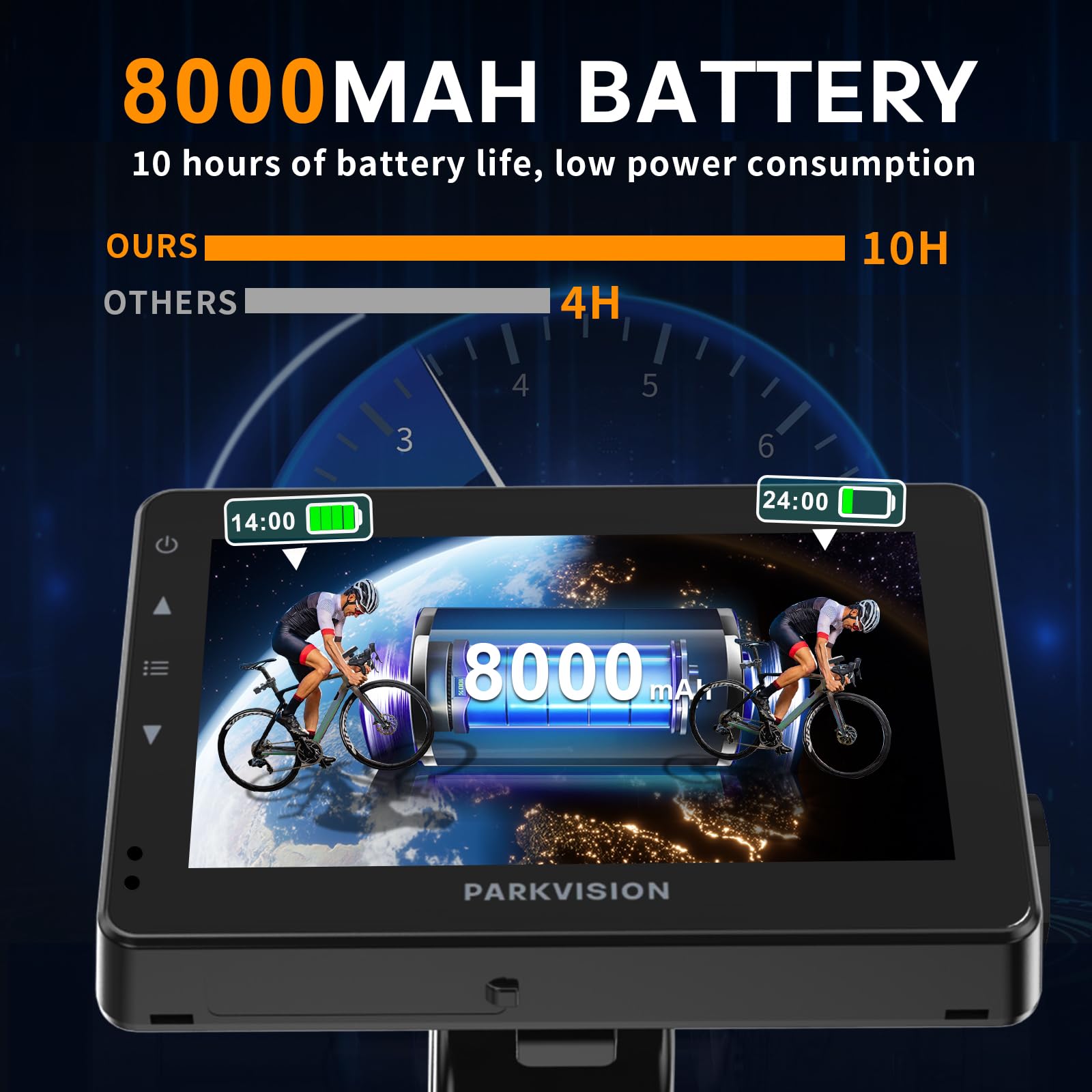 PARKVISION Bicycle Rear View Camera, 4.3'' HD 1080P Monitor, Auto Dim, 8000mAh Battery, Easy 3-Min Installation for Mountain & Road Bikes