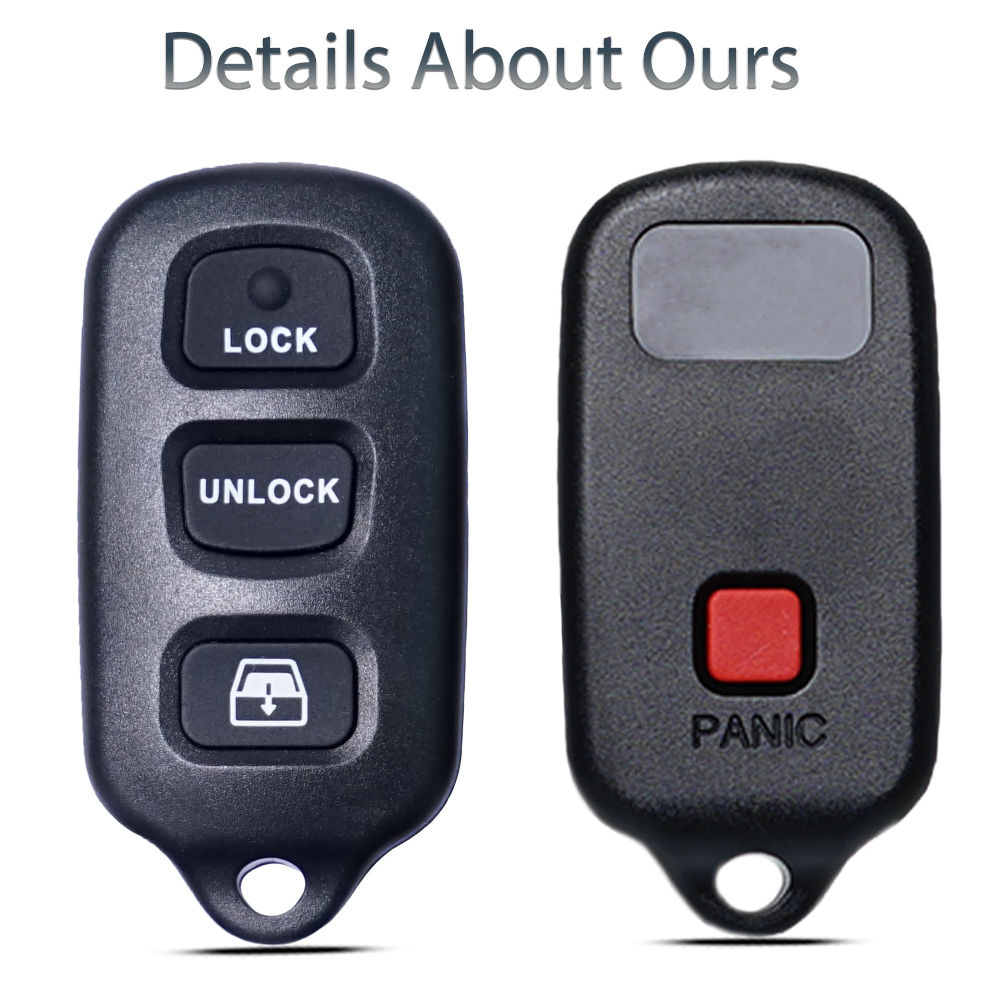 SUPALAND Black Key Fob Shell Case Replacement for Toyota 4Runner Sequoia 1999-2009, 3+1 Button Pad Cover, Keyless Entry Remote Control