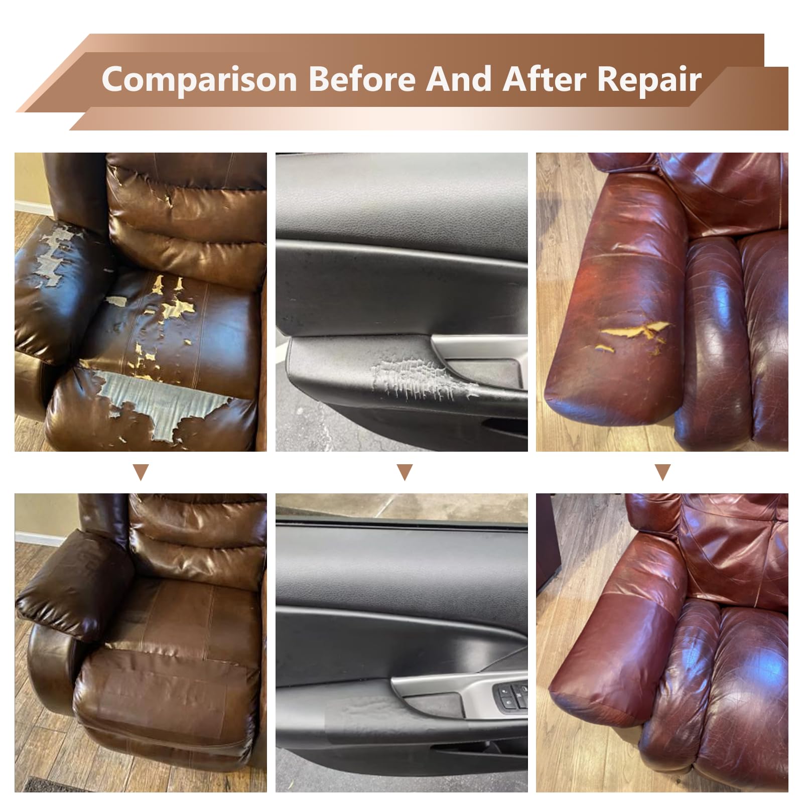 Oaz Leather Repair Tape For Furniture, 16X31.5 Inch Self Adhesive Leather Repair Patch Tape For Car Seat, Leather Repair Kit For