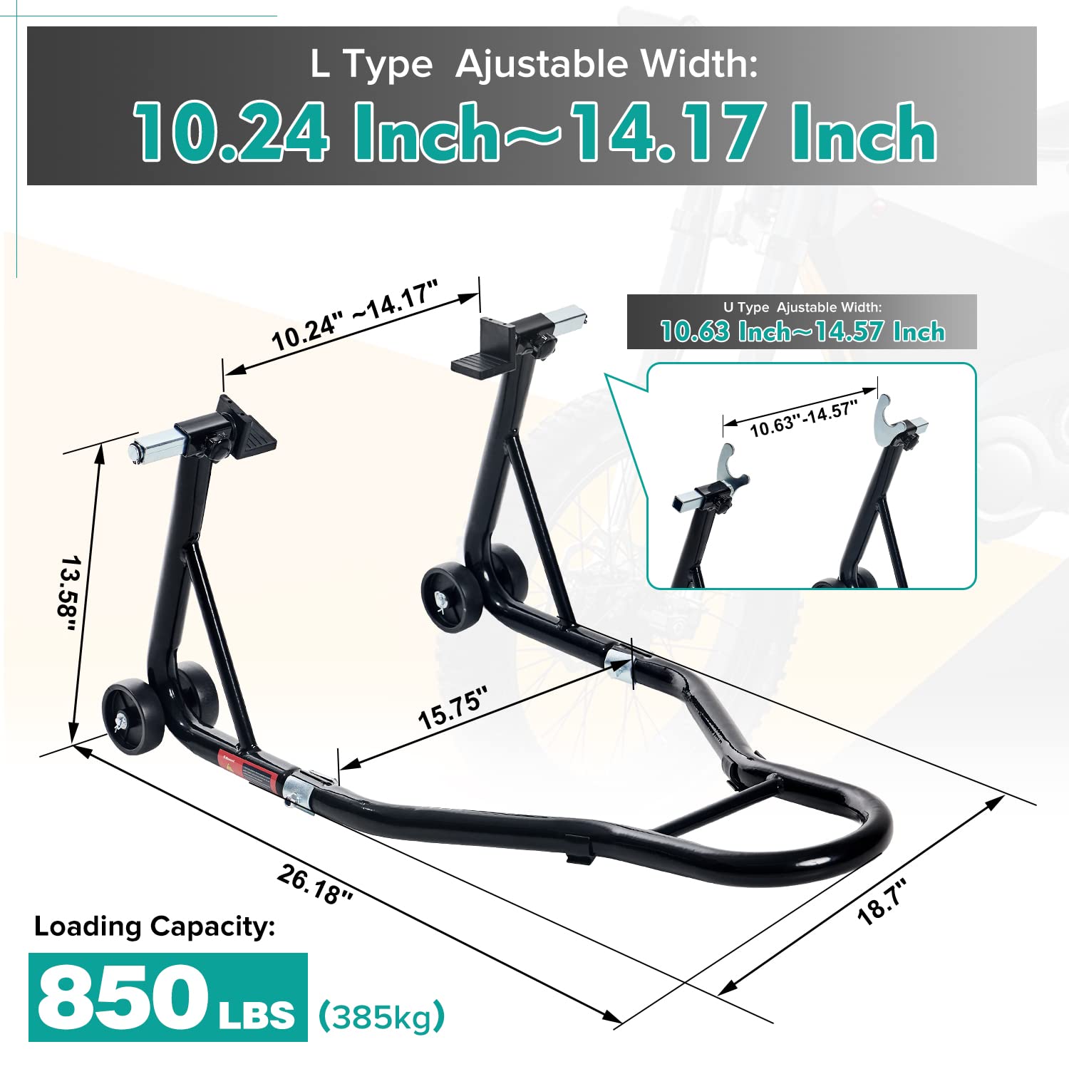 Donext Motorcycle Stand 850Lb Sport Bike Rear Wheel Lift Swingarm Paddock Stands Black, U+L