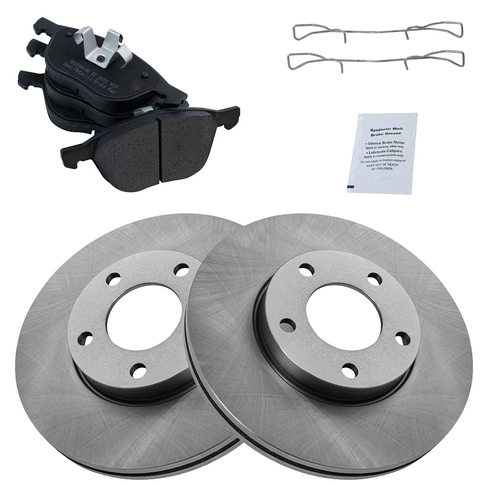 Trq Front Brake Pad & Rotor Kit Semi-Metallic Compatible With 2004-2013 Mazda 3