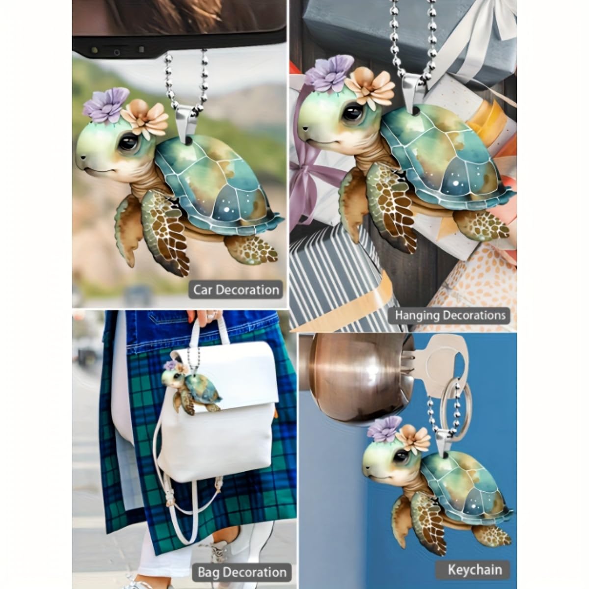 Maciebelle Rear View Mirror Accessories, Sea Turtle Gifts, Car Decoration, Mirror Hanging Car Interior Accessories, For Car Rear