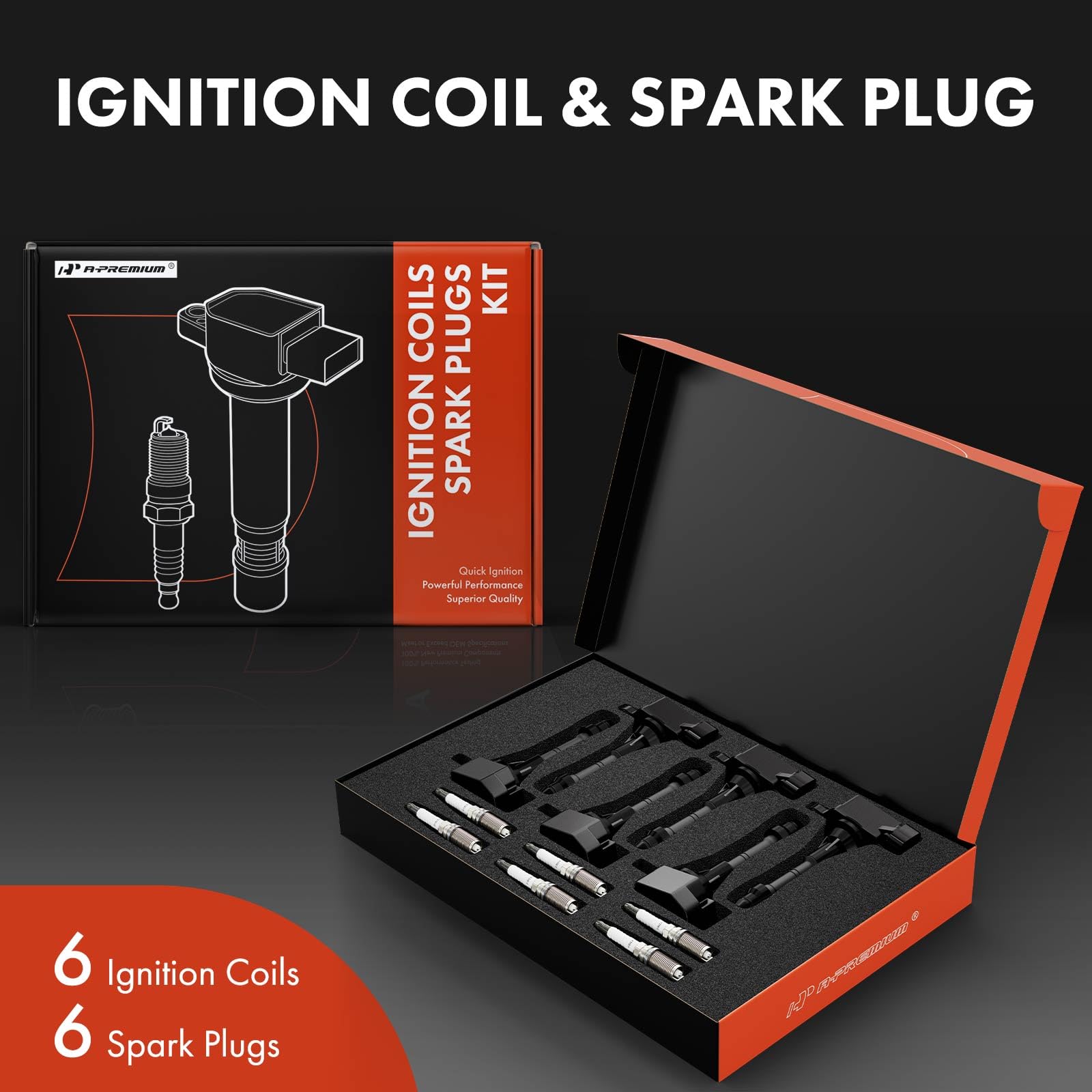 A-Premium Set Of 6 Ignition Coil Pack And Iridium Spark Plugs Compatible With Nissan Altima Frontier Murano Pathfinder Quest Xte